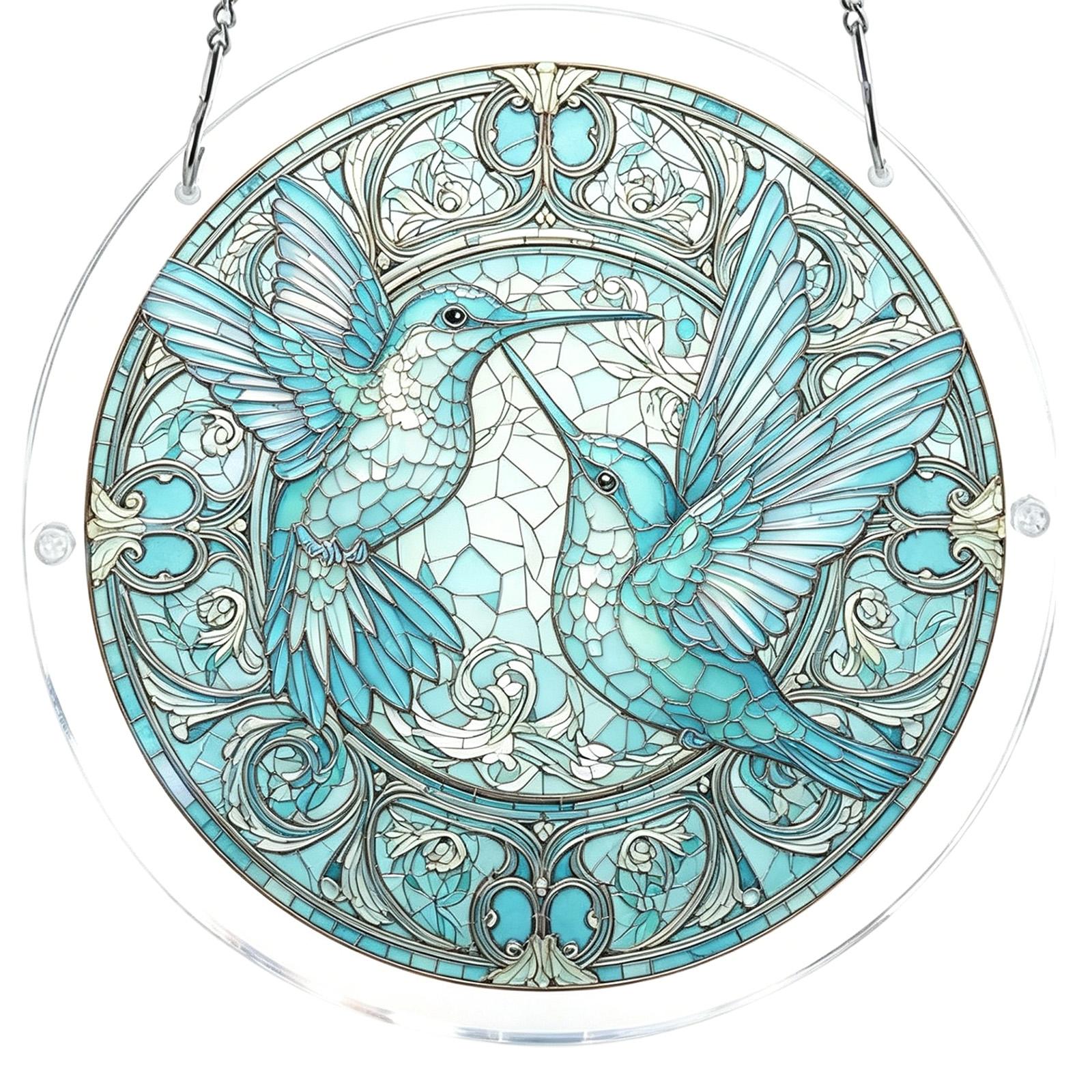 Round Acrylic Hanging Panel with Hummingbird Pattern Stained Glass Style Suncatcher Window Decor for Home Garden Indoor Outdoor Use One Size
Round Acrylic Hanging Panel with Hummingbird Pattern Stained Glass Style Suncatcher Window Decor for Home Garden Indoor Outdoor Use One Size