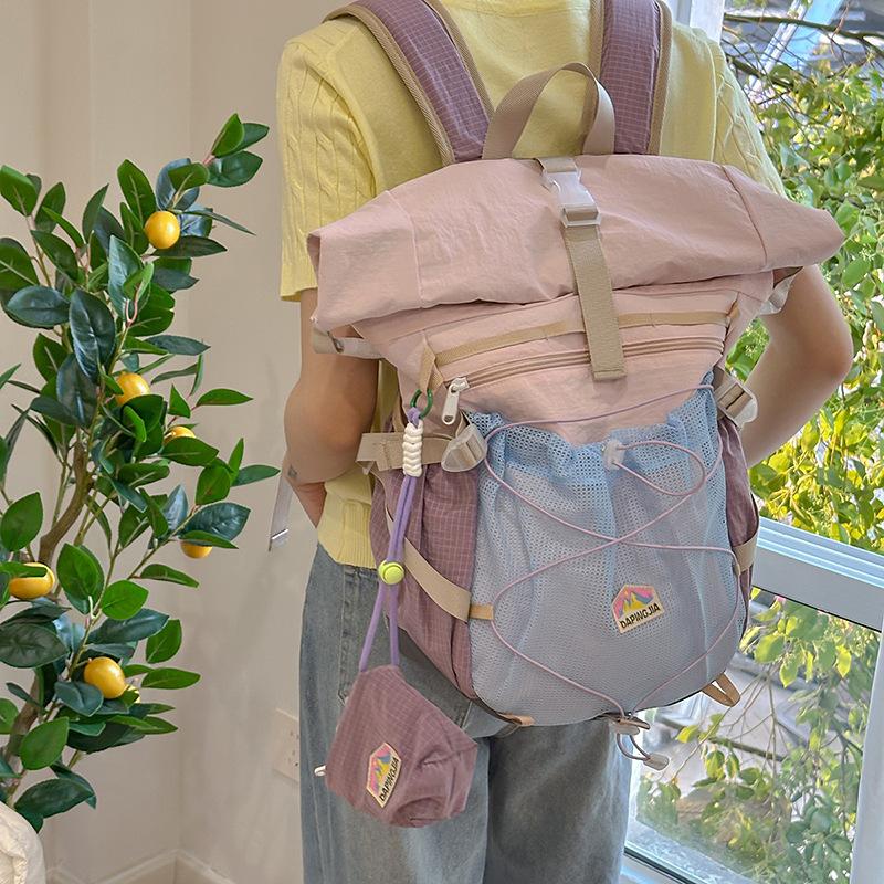 Small fresh college style color scheme large capacity curling student schoolbag spring and summer student backpack
Small fresh college style color scheme large capacity curling student schoolbag spring and summer student backpack