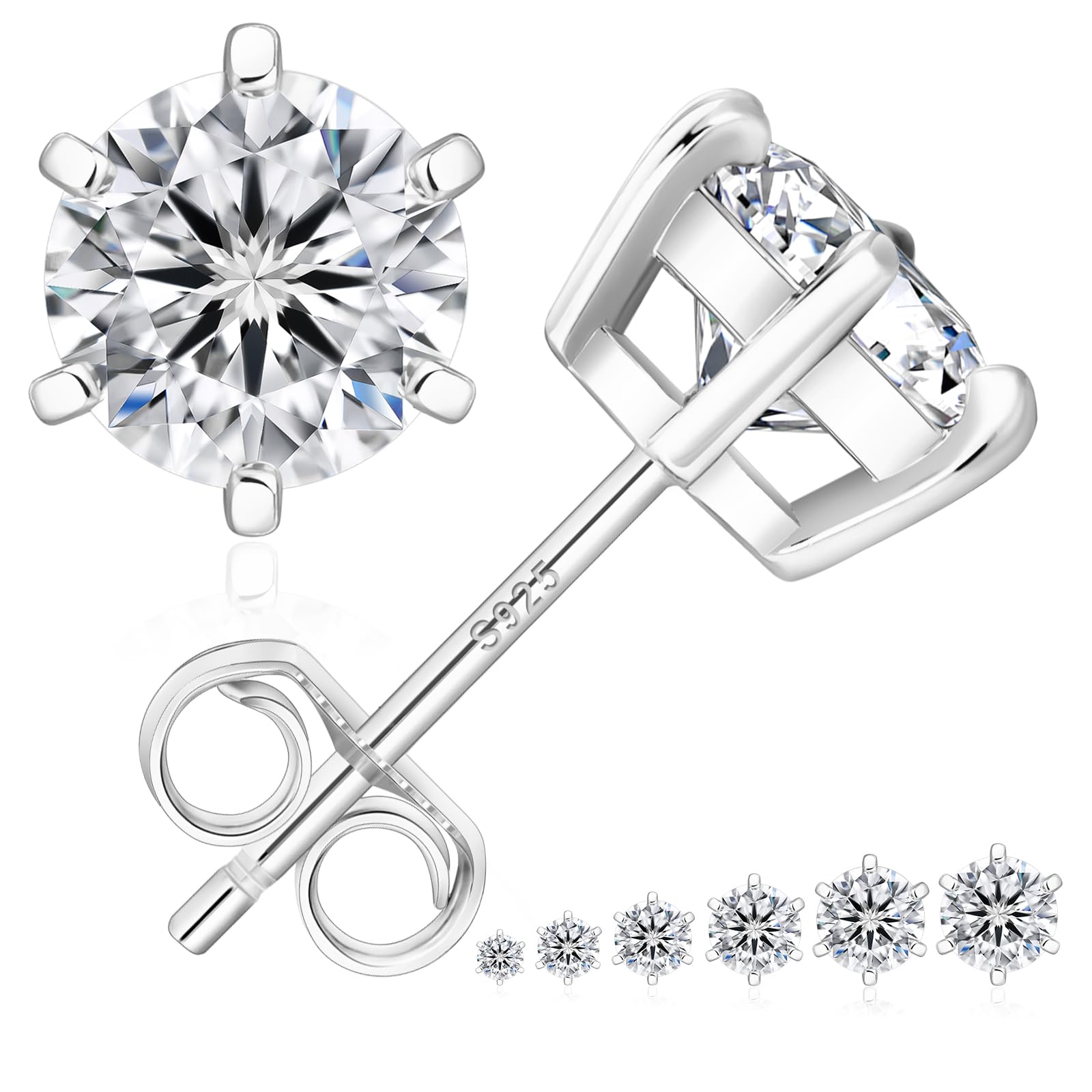 Moissanite Earrings Diamond Silver 925 Single Diamond Stud Earrings Both Ears prongs Total carats Metal Allergy Friendly Glitter Accessories 6 prongs
Moissanite Earrings Diamond Silver 925 Single Diamond Stud Earrings Both Ears prongs Total carats Metal Allergy Friendly Glitter Accessories 6 prongs