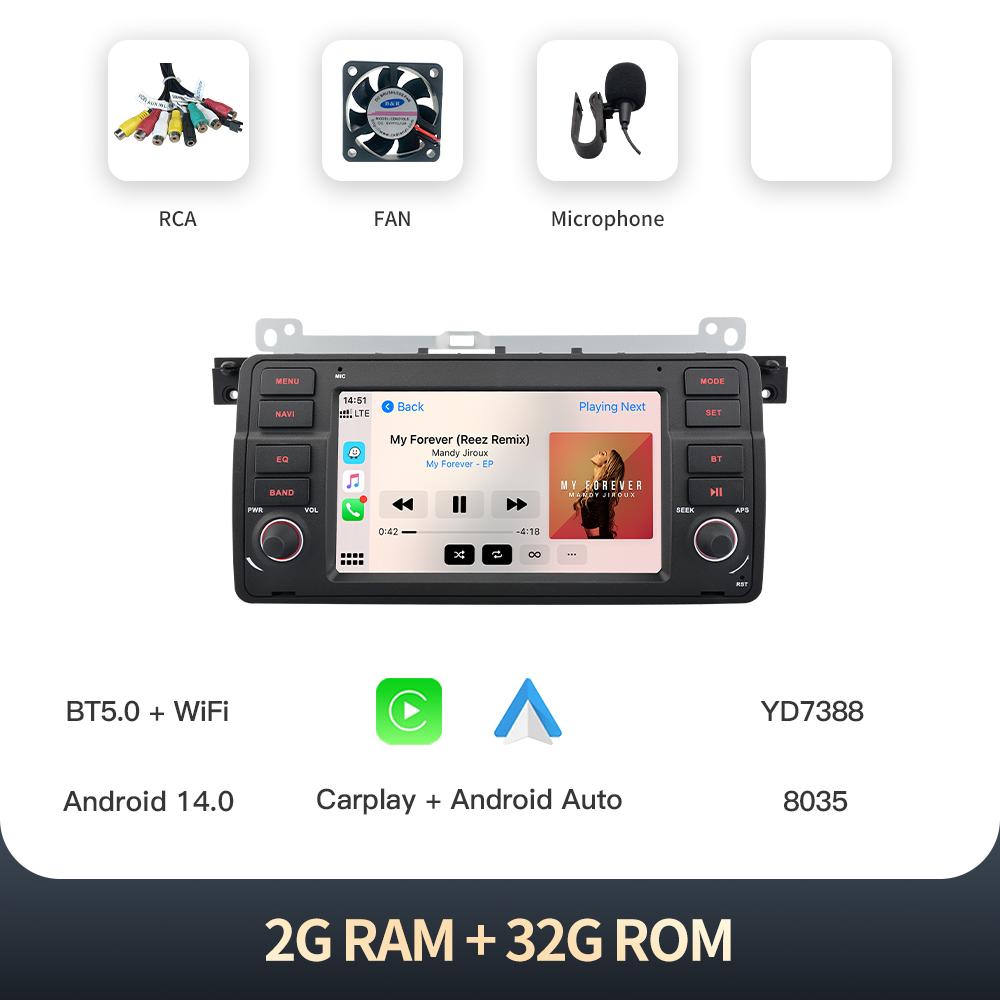 Kingchange 7 Android 14 Car Radio Multimedia Stereo For BMW E46 3 318/320/325/330/335 M3 1998-2005 CarPlay Auto Wifi Navigation
Kingchange 7 Android 14 Car Radio Multimedia Stereo For BMW E46 3 318/320/325/330/335 M3 1998-2005 CarPlay Auto Wifi Navigation
