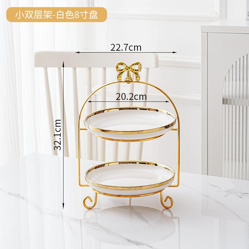 Golden Edged Double-layer Ceramic Tray, Cake Rack, Snack, Fruit Tray, Afternoon Tea Dessert Display Stand, Metal Bow Bracket
Golden Edged Double-layer Ceramic Tray, Cake Rack, Snack, Fruit Tray, Afternoon Tea Dessert Display Stand, Metal Bow Bracket
