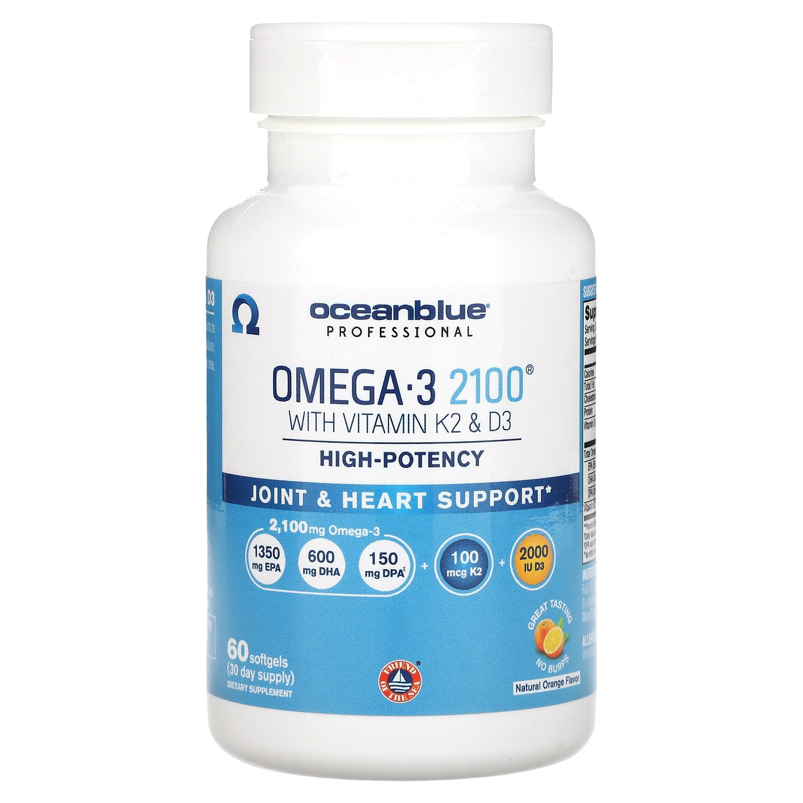 Professional, Omega 3 2100, with Vitamin K2 and D3, High Potency, Natural Orange, 60 Softgels
Professional, Omega 3 2100, with Vitamin K2 and D3, High Potency, Natural Orange, 60 Softgels
