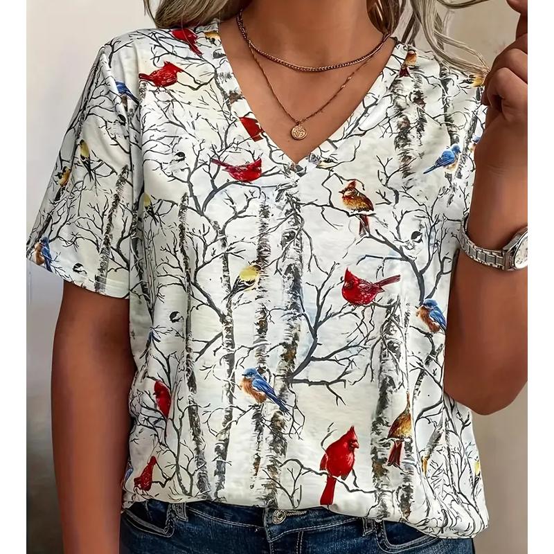 Модные весенние блузки с рисунком птиц, футболки с коротким рукавом и V-образным вырезом, повседневные 8XL бежевый
Модные весенние блузки с рисунком птиц, футболки с коротким рукавом и V-образным вырезом, повседневные 8XL бежевый