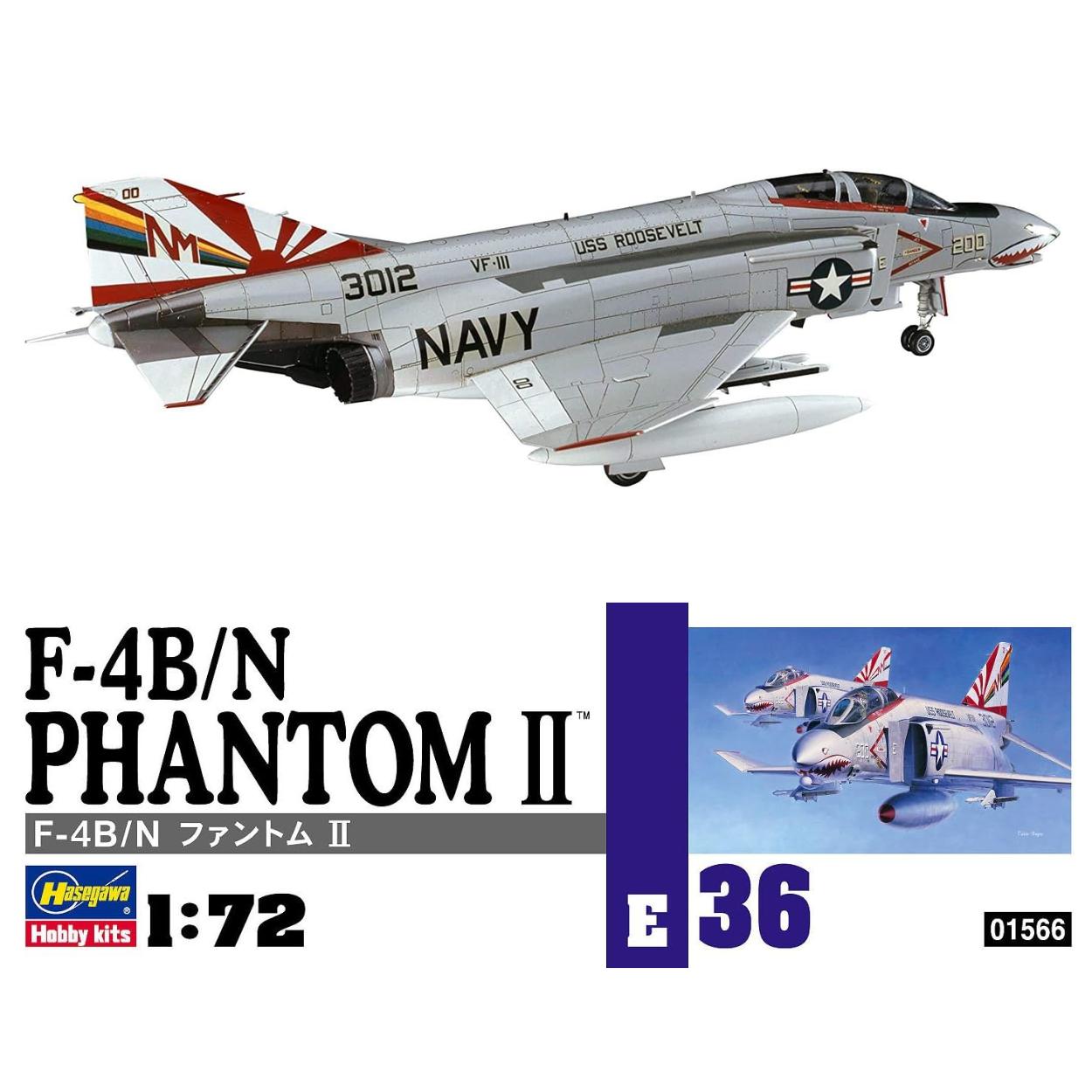 Hasegawa US Navy Phantom II Plastic Model Kit E36 1/72 F-4B/N
Hasegawa US Navy Phantom II Plastic Model Kit E36 1/72 F-4B/N