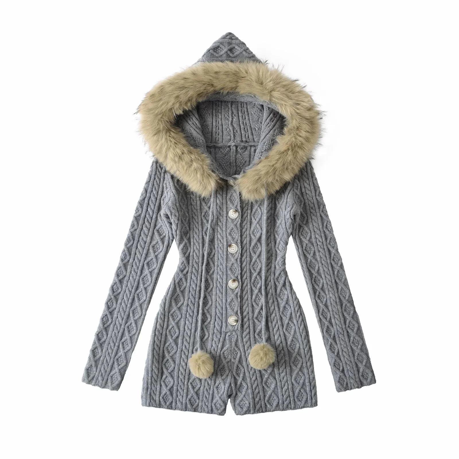 Spicy Girl Slimming Hooded Grey Jumpsuit with Fur Collar and Long Sleeves for Autumn/Winter S (Under 42.5 kg) сірий колір
Spicy Girl Slimming Hooded Grey Jumpsuit with Fur Collar and Long Sleeves for Autumn/Winter S (Under 42.5 kg) сірий колір