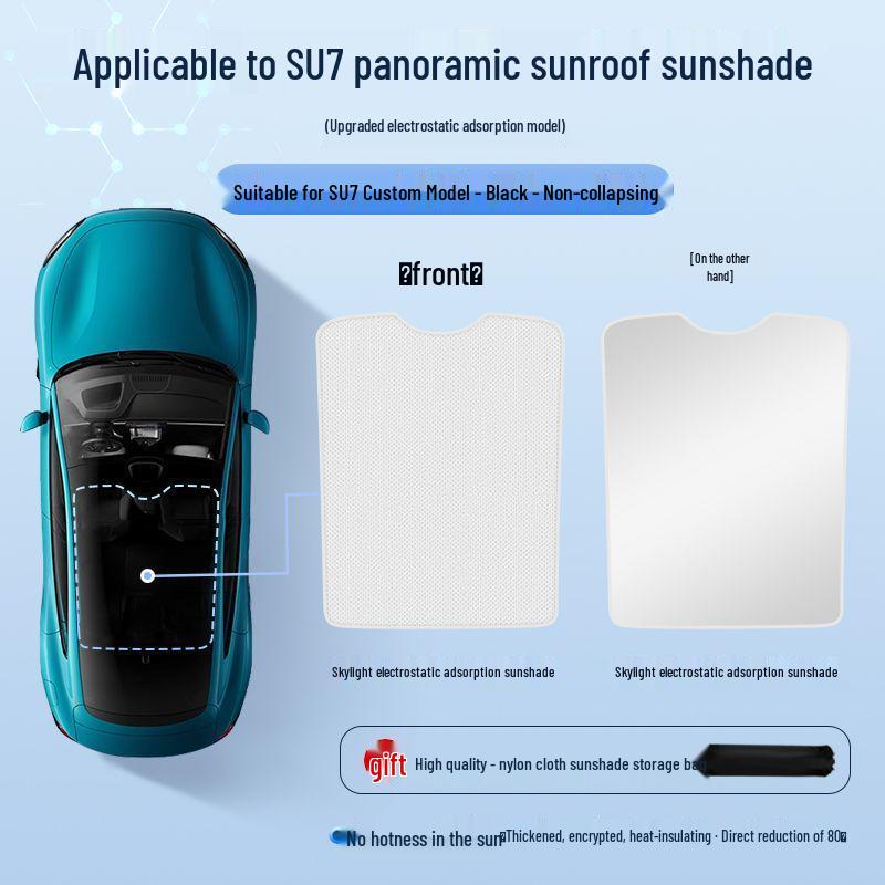 Sunshade for Xiaomi SU7/YU7 Sunroof - Heat Insulation & Sun Blocker Car Roof Liner Accessories
Sunshade for Xiaomi SU7/YU7 Sunroof - Heat Insulation & Sun Blocker Car Roof Liner Accessories