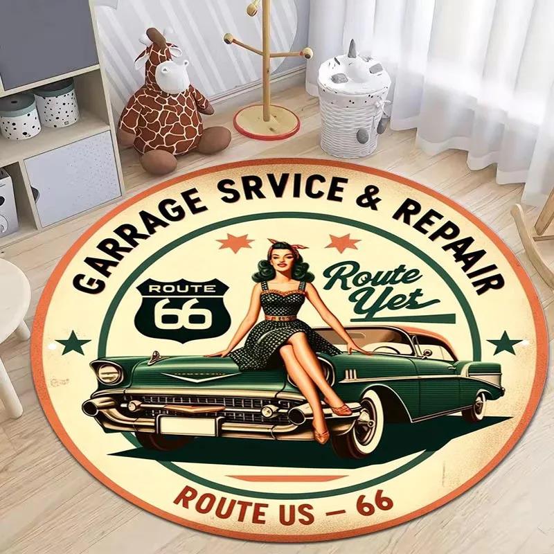 Route 66 Mother Road Print Round Rug Balcony Hallway Rugs Non Slip Washable American Automobile Highway Circle Carpet Crawl Mat Diameter 60cm
Route 66 Mother Road Print Round Rug Balcony Hallway Rugs Non Slip Washable American Automobile Highway Circle Carpet Crawl Mat Diameter 60cm