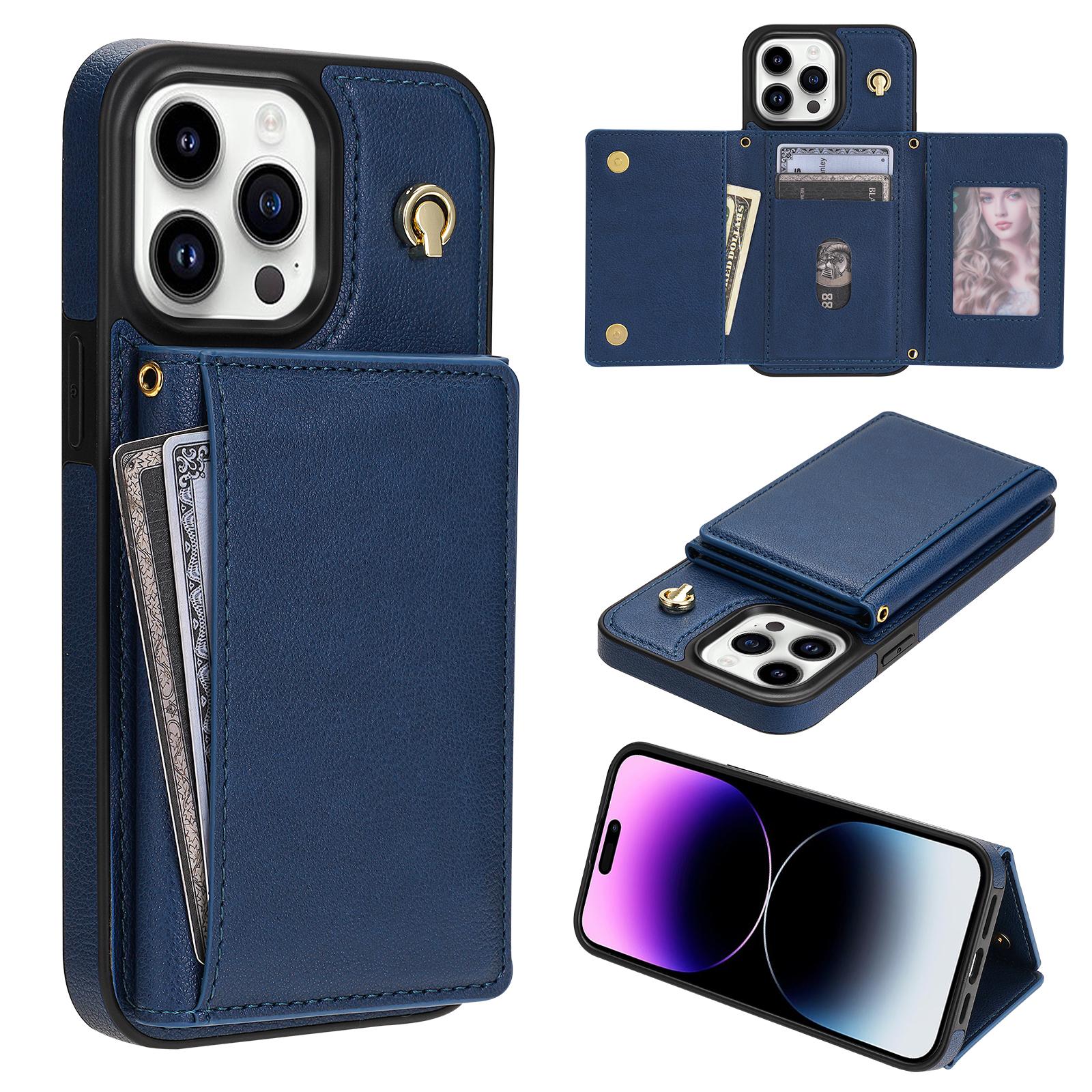 BKS-003 For iPhone 15 Pro Max Case Tri-Fold Card Holder Kickstand TPU+Leather Back Cover with Shoulder Strap Blue
BKS-003 For iPhone 15 Pro Max Case Tri-Fold Card Holder Kickstand TPU+Leather Back Cover with Shoulder Strap Blue