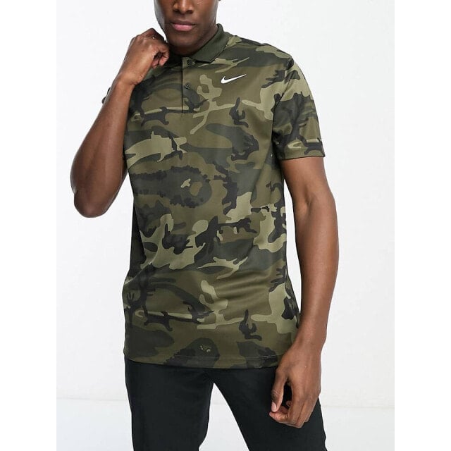 Поло цвета хаки с камуфляжным принтом Nike Golf Victory Dri-Fit 
Поло цвета хаки с камуфляжным принтом Nike Golf Victory Dri-Fit