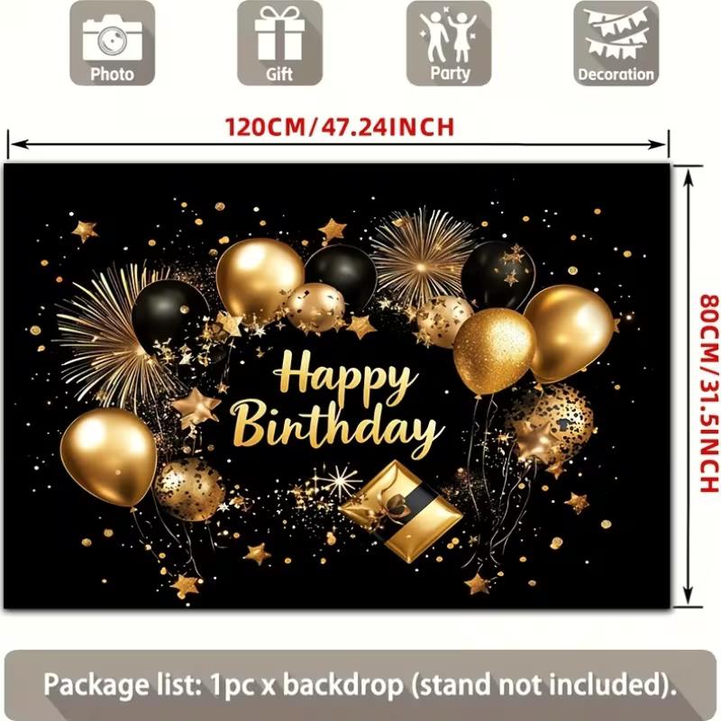 2D Gold Glitter Happy Birthday Background for Men & Women Party 47.2x31.5inch/120*80cm
2D Gold Glitter Happy Birthday Background for Men & Women Party 47.2x31.5inch/120*80cm