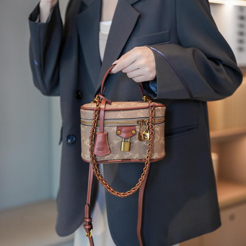 Популярная сумка женская новая ретро с принтом, сумка-коробка на цепочке, универсальная косметичка, сумка через плечо, сумка-мессенджер 7.5cm*21cm*14cm