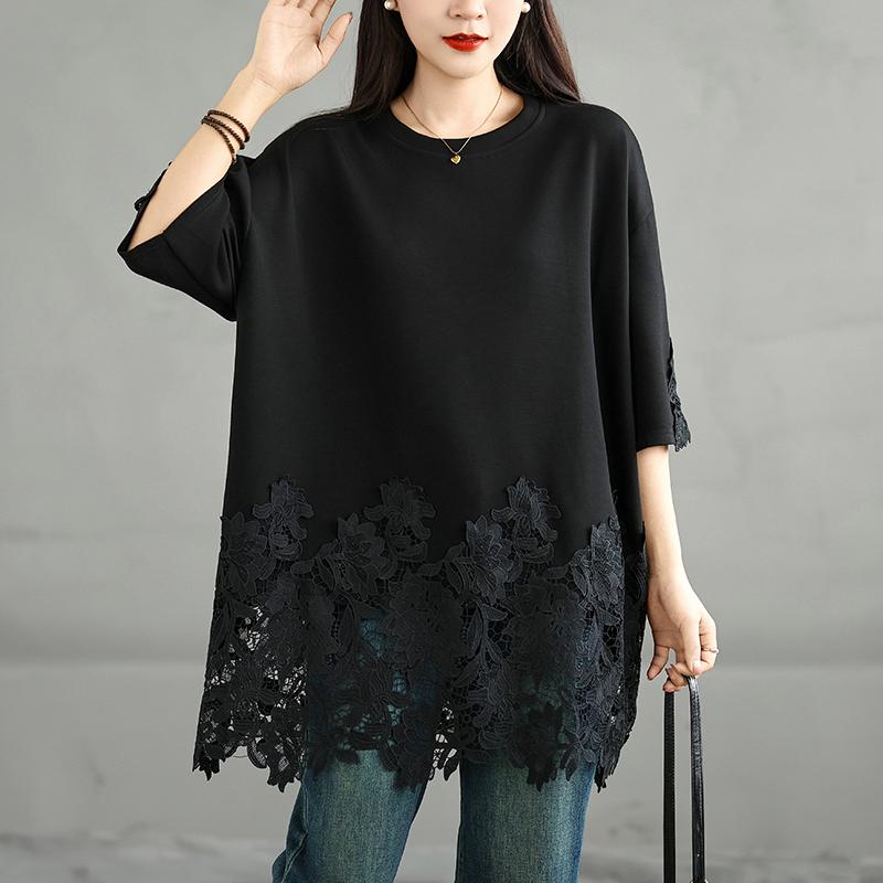 DIMANAF 2025 Женская новая летняя свободная футболка больших размеров с короткими рукавами из хлопка с винтажным кружевом, топы, однотонные макси One Size чёрный
DIMANAF 2025 Женская новая летняя свободная футболка больших размеров с короткими рукавами из хлопка с винтажным кружевом, топы, однотонные макси One Size чёрный