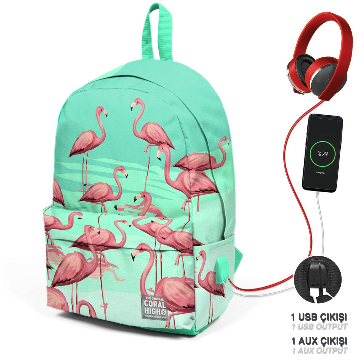 Школьный рюкзак кораллового цвета High Water Green с рисунком фламинго, двумя отделениями, USB-зарядкой и розеткой для наушников 23432
Школьный рюкзак кораллового цвета High Water Green с рисунком фламинго, двумя отделениями, USB-зарядкой и розеткой для наушников 23432
