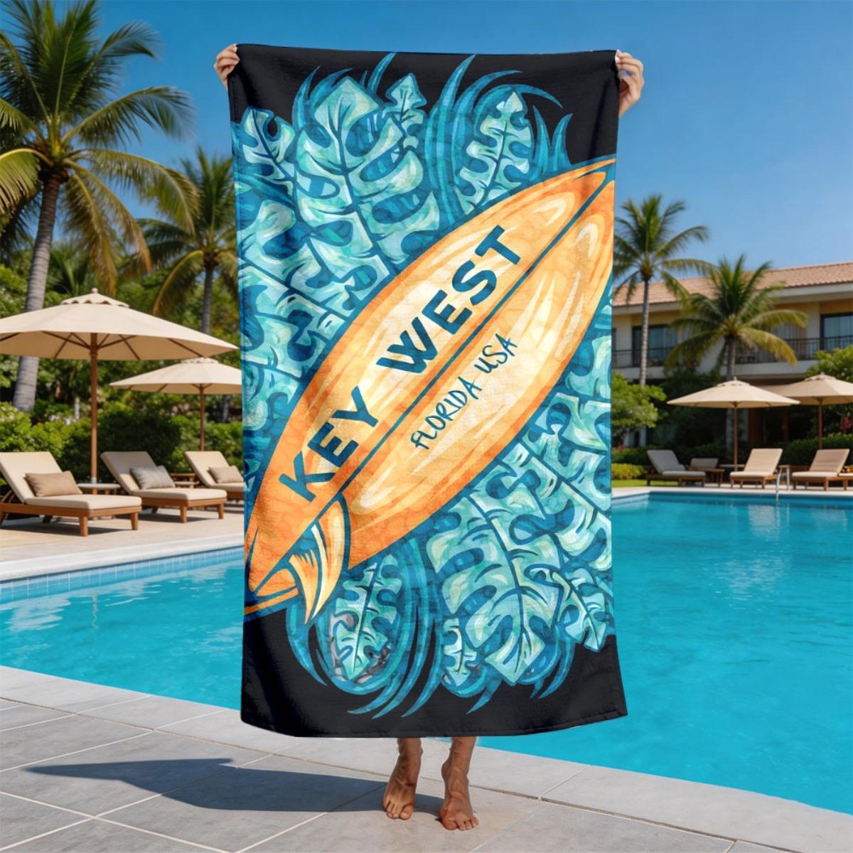 Tropical surfboard illustration polyester microfiber beach towel is highly absorbent, suitable for swimming and beach outings W40*H60(CM)
Tropical surfboard illustration polyester microfiber beach towel is highly absorbent, suitable for swimming and beach outings W40*H60(CM)
