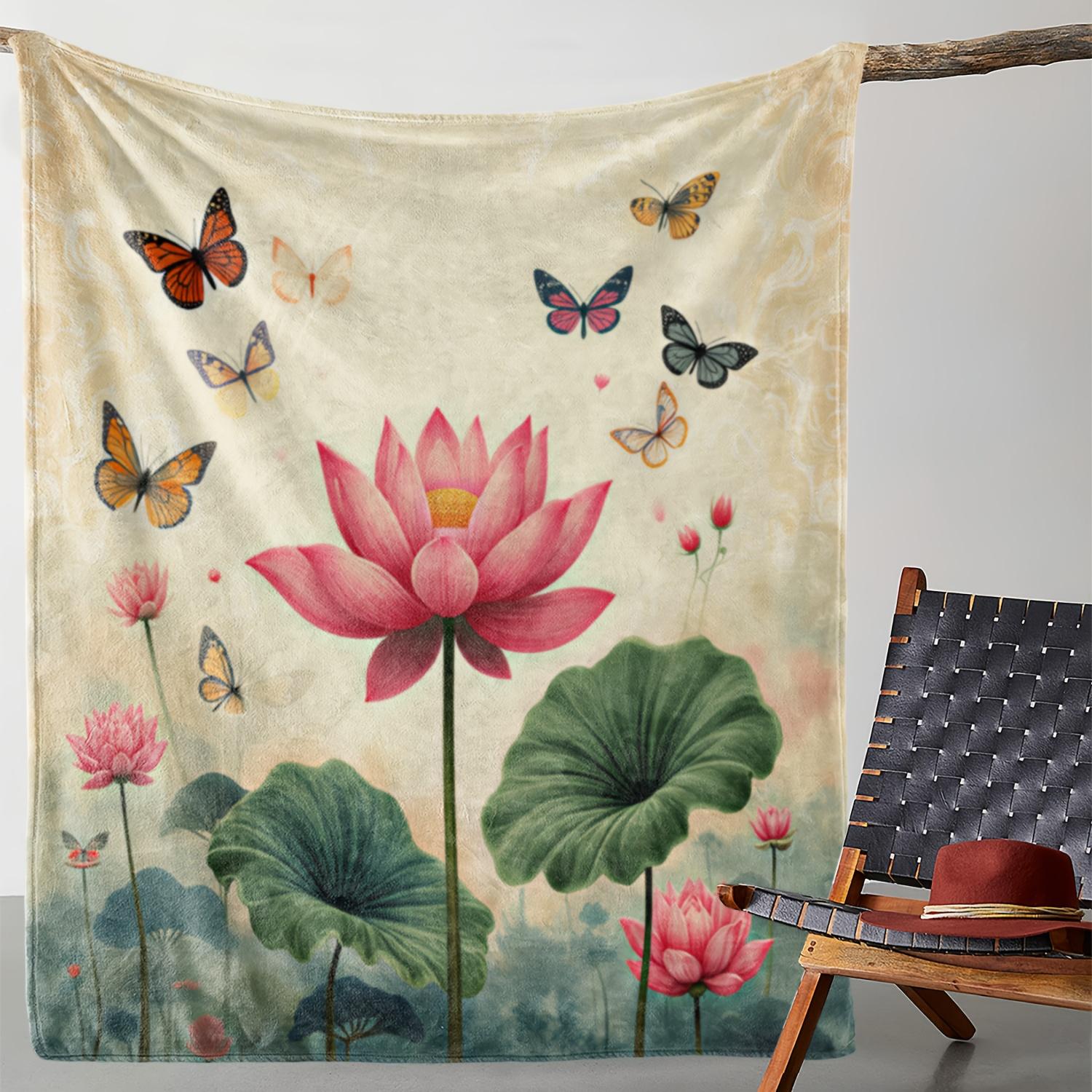 1pc Vintage Floral & Butterfly Print Flannel Blanket - Soft Polyester All-Season Cozy Throw for Sofa, Bed, Car, Office 130x150cm
1pc Vintage Floral & Butterfly Print Flannel Blanket - Soft Polyester All-Season Cozy Throw for Sofa, Bed, Car, Office 130x150cm
