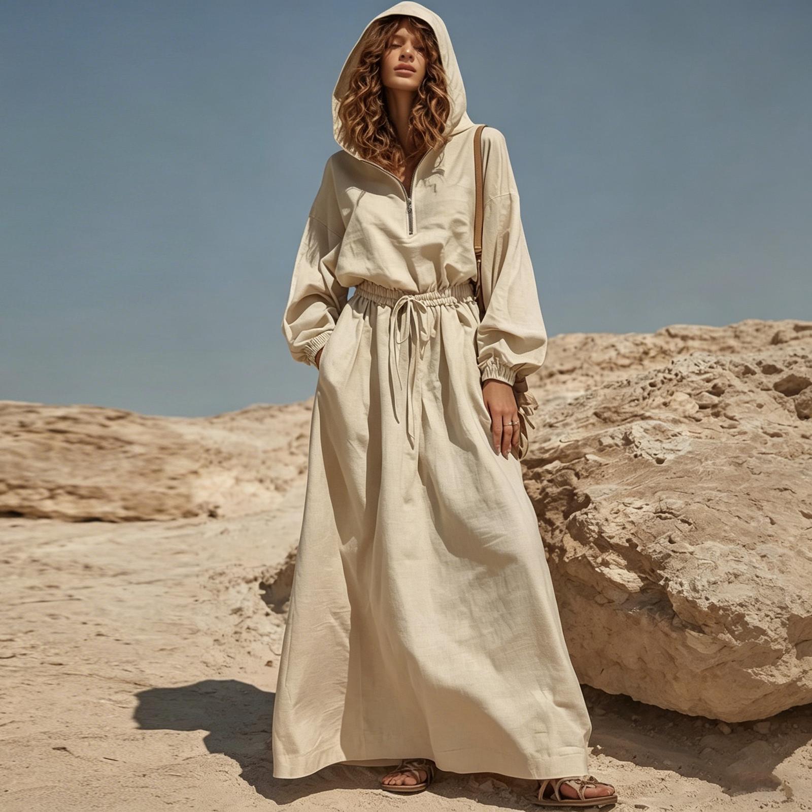 Women Long Hooded Dress with Zipper Drawstring Waist Pockets Vintage Style Linen Cotton Blend Casual Maxi Dress XXL хакі
Women Long Hooded Dress with Zipper Drawstring Waist Pockets Vintage Style Linen Cotton Blend Casual Maxi Dress XXL хакі