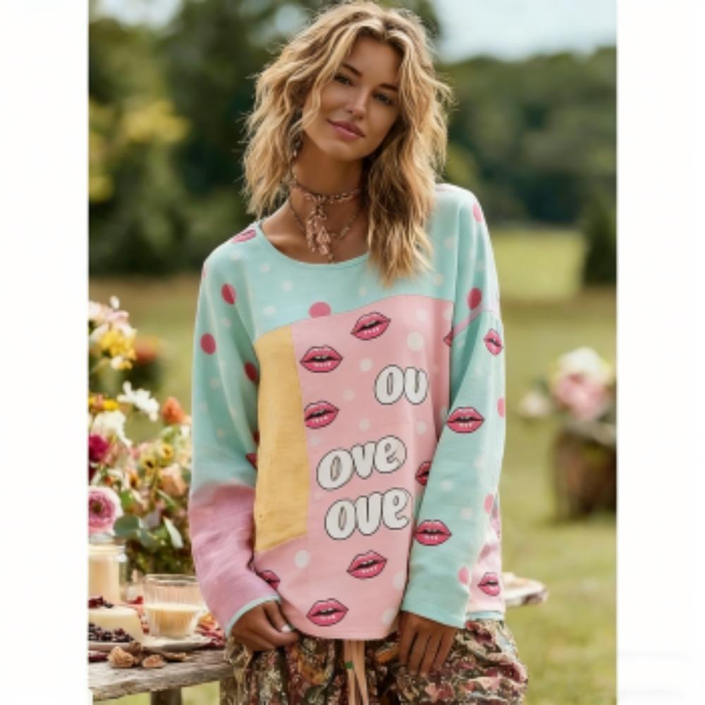 Europe America Style Flower Lips Print Fashion Women s T-shirt Pullover Women Long Sleeve Clothing Outdoor Casual Tees Top S
Europe America Style Flower Lips Print Fashion Women s T-shirt Pullover Women Long Sleeve Clothing Outdoor Casual Tees Top S