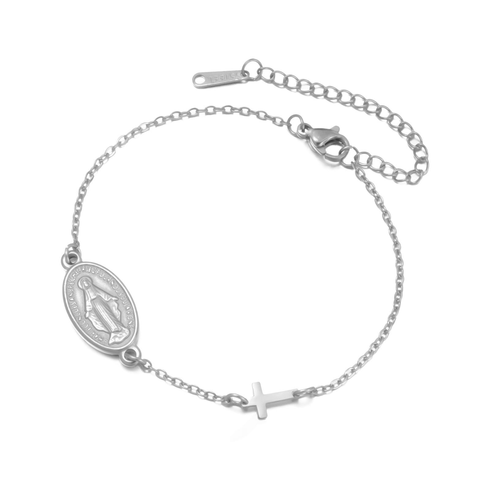 LIKGREAT Virgin Mary Bracelet Cross Charm Stainless Steel Bracelets Mother of Jesus Catholic Jewelry Christian Protection Gift
LIKGREAT Virgin Mary Bracelet Cross Charm Stainless Steel Bracelets Mother of Jesus Catholic Jewelry Christian Protection Gift
