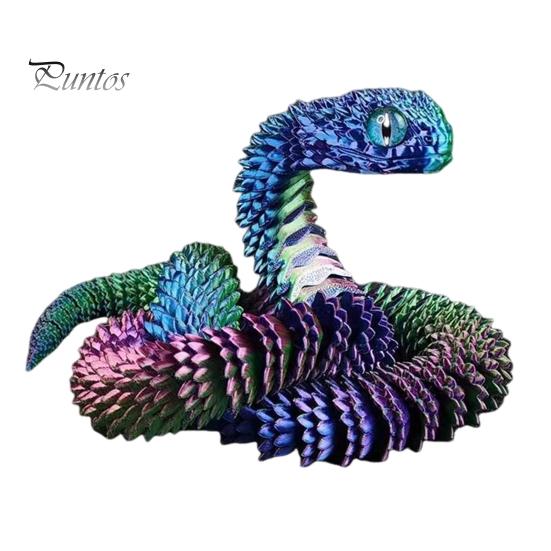 Игрушка змея, напечатанная на 3D-принтере, шарнирное украшение в виде змеи, коллекционная гибкая поддельная игрушка-змея для украшения стола в домашнем офисе синий/красный