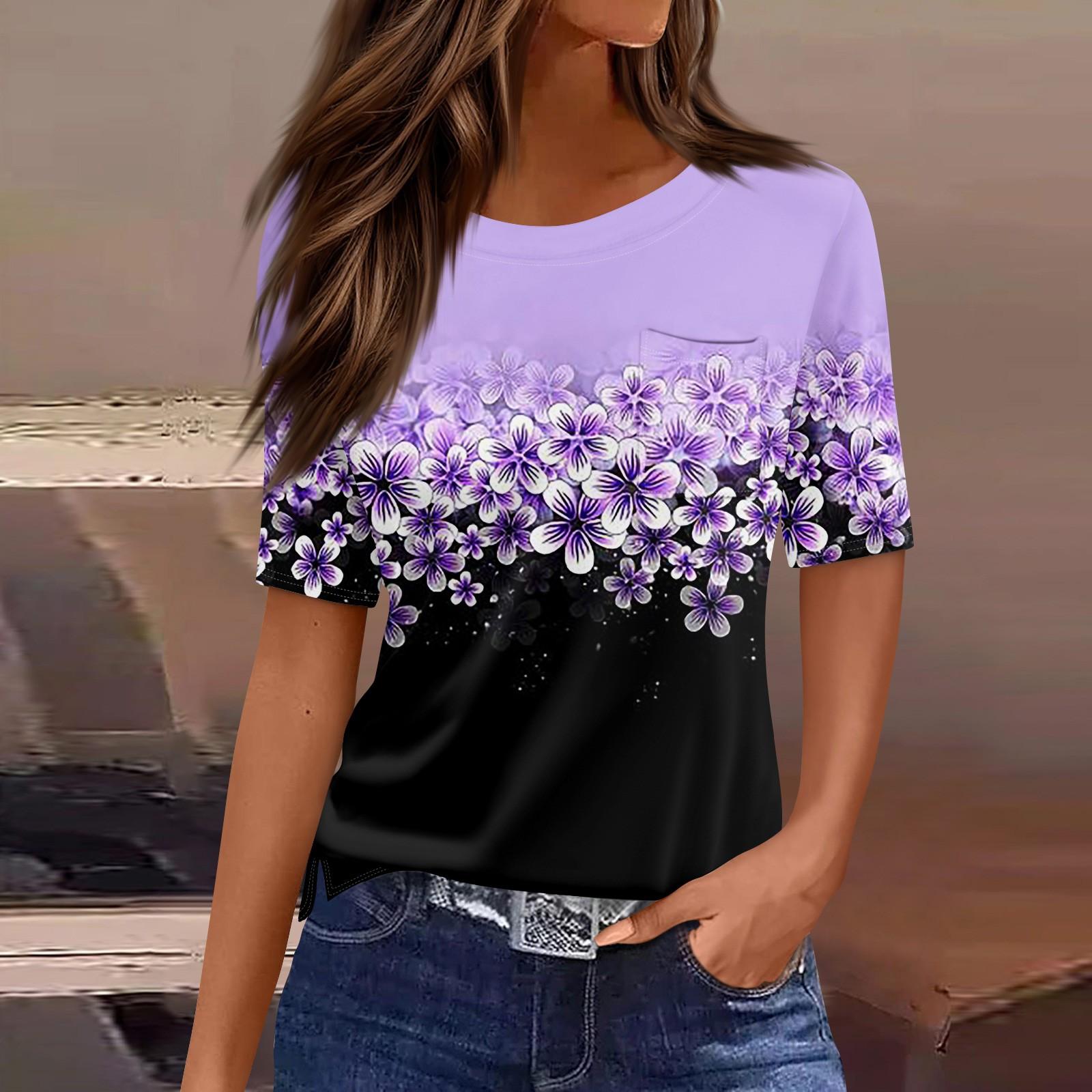 Футболки для женщин, плиссированные, с круглым вырезом, нарядные, повседневные, блузки с принтом, с коротким рукавом, летние топы, свободный крой XXL фиолетовый
Футболки для женщин, плиссированные, с круглым вырезом, нарядные, повседневные, блузки с принтом, с коротким рукавом, летние топы, свободный крой XXL фиолетовый