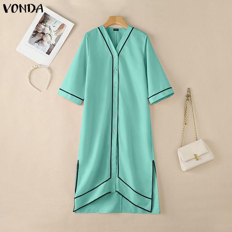 VONDA Summer Women Casual V Collar Short Sleeve Stitching Loose Long Tunic Blouse 2XL синій
VONDA Summer Women Casual V Collar Short Sleeve Stitching Loose Long Tunic Blouse 2XL синій