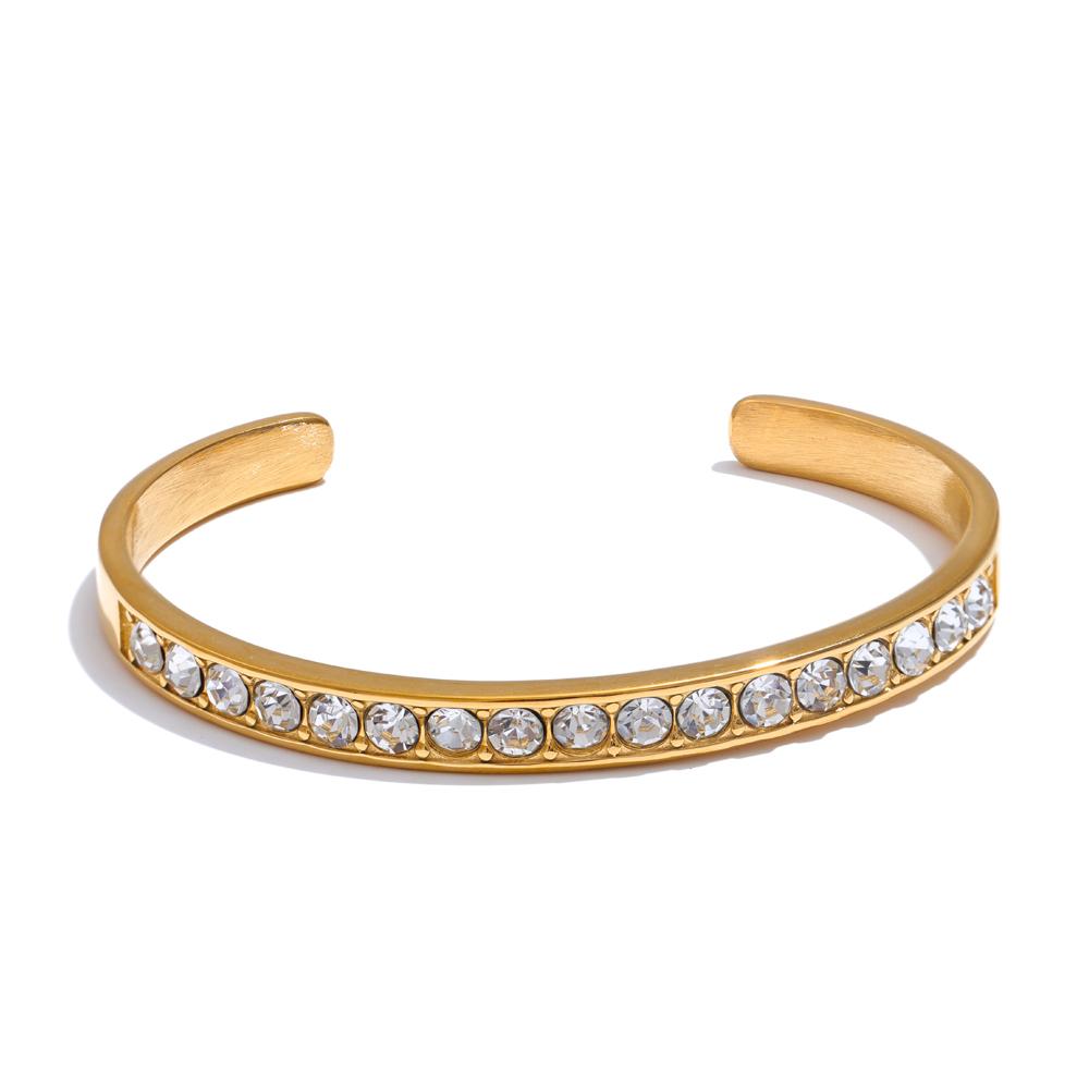 Yhpup Stainless Steel Bling Cubic Zirconia Cuff Open Bracelet Bangle 18K PVD Plated Tarnish Resistant Fashion Jewelry 61mm
Yhpup Stainless Steel Bling Cubic Zirconia Cuff Open Bracelet Bangle 18K PVD Plated Tarnish Resistant Fashion Jewelry 61mm