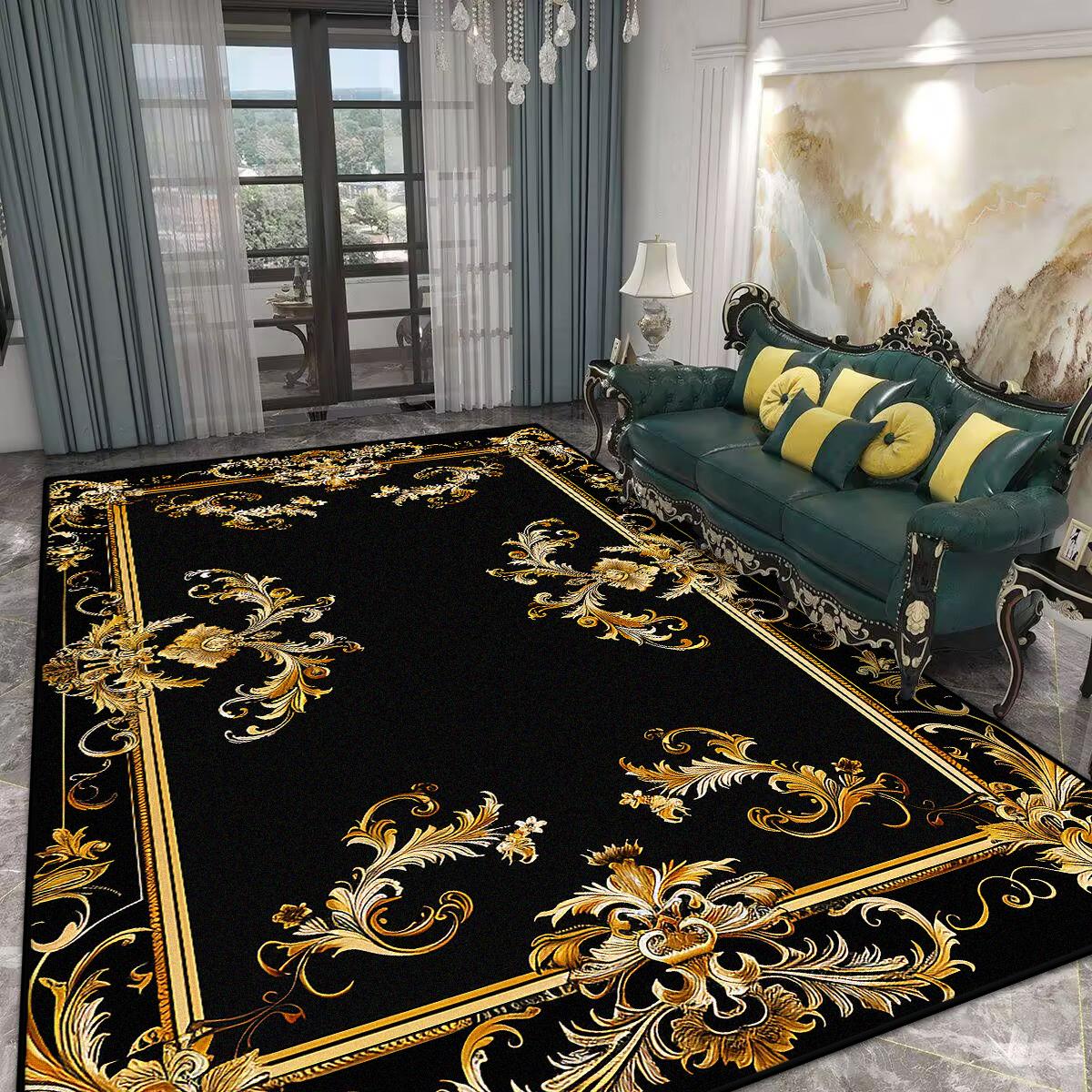 Home Decoration Luxury Black Living Room Rug Antiskid Golden Border Gaming Room Carpet Big Size Soft Entrance Door Mat Washable 160*200cm
Home Decoration Luxury Black Living Room Rug Antiskid Golden Border Gaming Room Carpet Big Size Soft Entrance Door Mat Washable 160*200cm