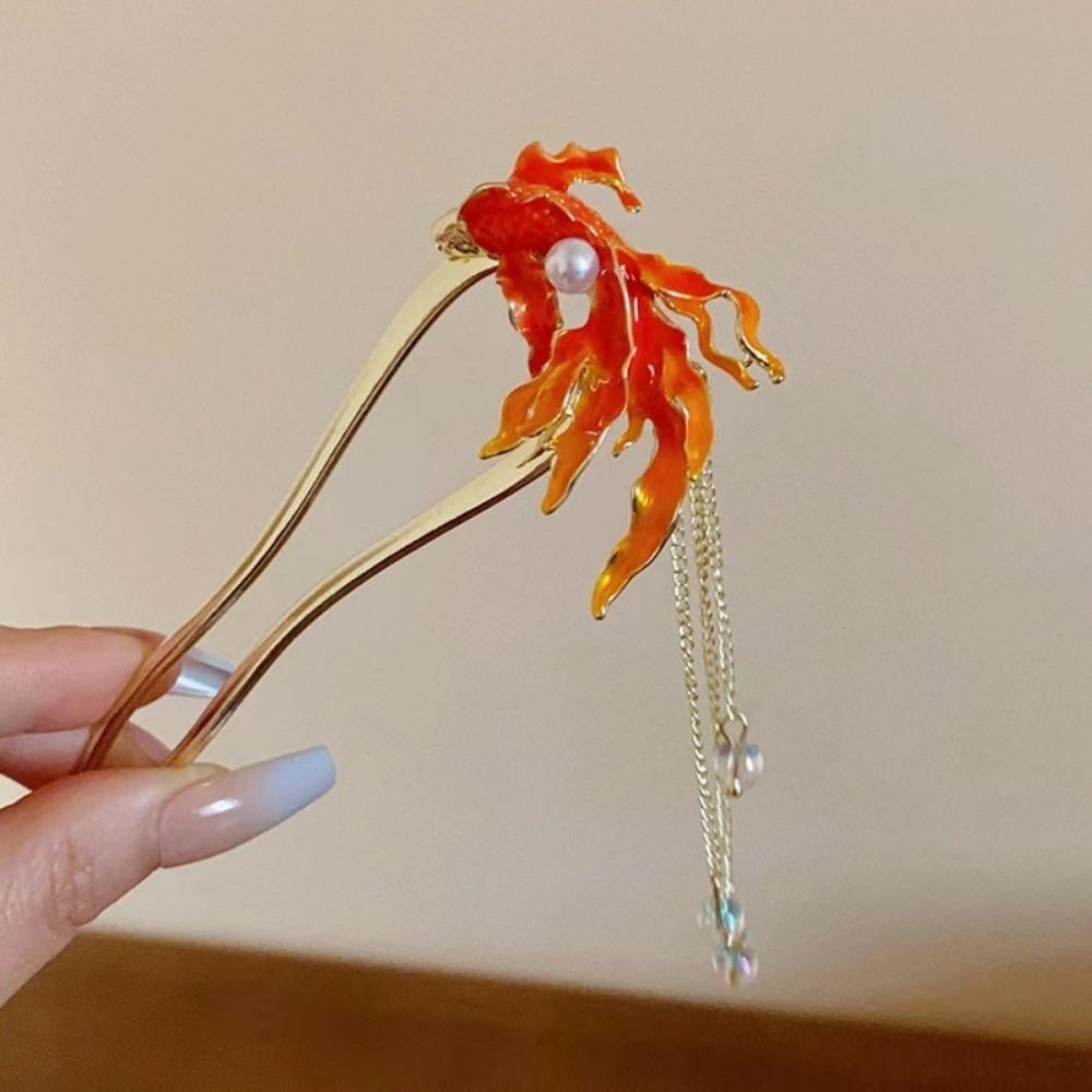 Chinese Style Metal Red Fish U-Shape Hair Sticks for Women Vintage Tassel Beads Hair Forks Hanfu Wedding Party Hair Accessories
Chinese Style Metal Red Fish U-Shape Hair Sticks for Women Vintage Tassel Beads Hair Forks Hanfu Wedding Party Hair Accessories