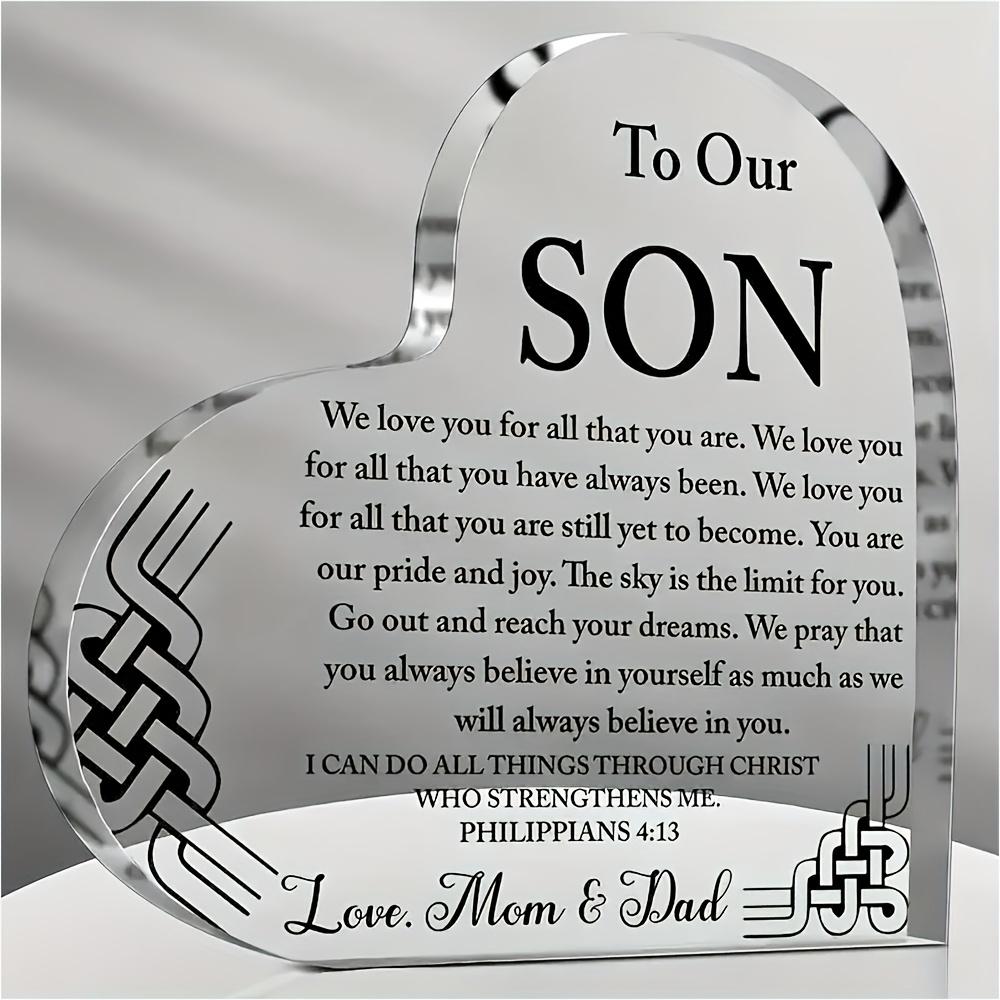 Son s Inspirational Plaque From Mom & Dad - Christian Verse Acrylic Keepsake Gift for, Graduation Wedding Birthday - Irregular Shape Tabletop Decor - 10*10cm
Son s Inspirational Plaque From Mom & Dad - Christian Verse Acrylic Keepsake Gift for, Graduation Wedding Birthday - Irregular Shape Tabletop Decor - 10*10cm