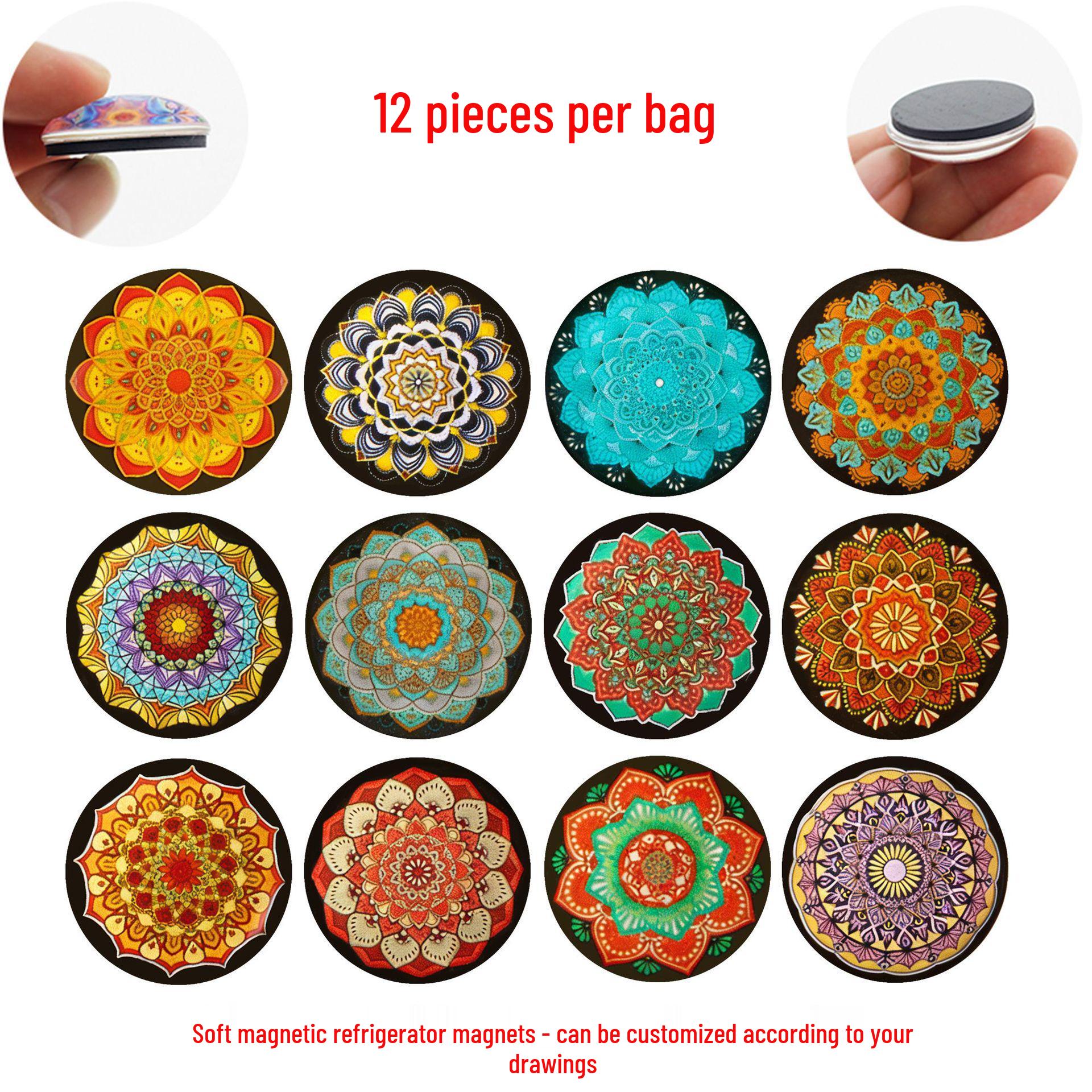 Classic Ethnic Mandala Pattern Crystal Glass Refrigerator Magnet 25mm Fridge Magnet Set of 12 (JQT678)
Classic Ethnic Mandala Pattern Crystal Glass Refrigerator Magnet 25mm Fridge Magnet Set of 12 (JQT678)