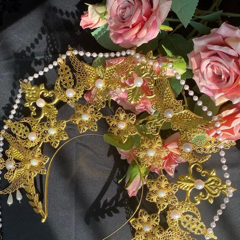 Lolita Sun Goddess Angel Halo Crown Necklace Headpiece Queen Anna Baroque Pearl Tiara Headband Gothic Accessories
Lolita Sun Goddess Angel Halo Crown Necklace Headpiece Queen Anna Baroque Pearl Tiara Headband Gothic Accessories