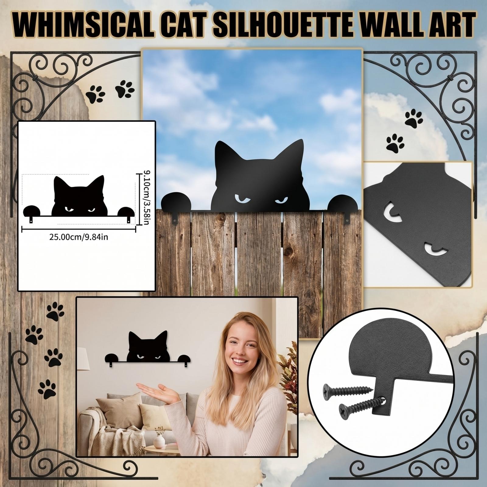Metal Wall Art Decor Cat Silhouette Rust Effect Iron Craft Creative Peeking Cat Design Metal Wall Hanging Decoration KY A68 one size чорний
Metal Wall Art Decor Cat Silhouette Rust Effect Iron Craft Creative Peeking Cat Design Metal Wall Hanging Decoration KY A68 one size чорний