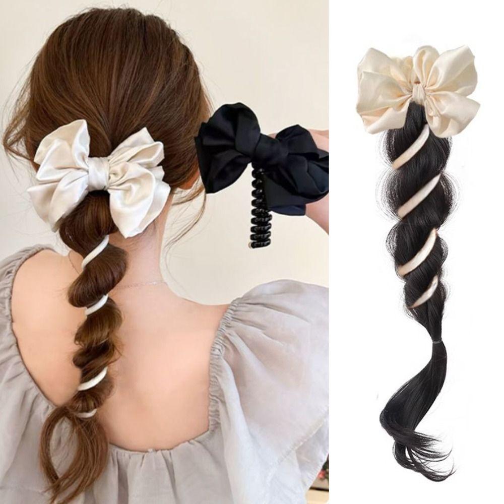Boxing Braided Bow Twist Braid Telephone Line Claw Clip Ponytail Wig Girls Brown&Black-Style 1
Boxing Braided Bow Twist Braid Telephone Line Claw Clip Ponytail Wig Girls Brown&Black-Style 1