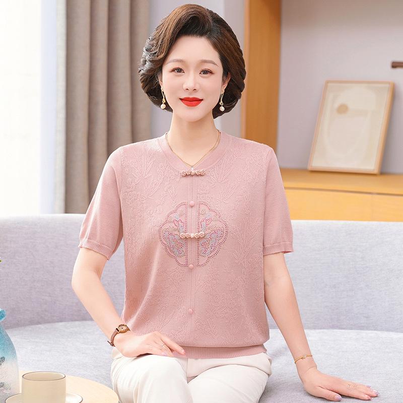 Mom s Loose Ice Silk Short-Sleeved Top - Plus Size Summer T-Shirt for Middle-Aged & Elderly Women 2XL (110-120 lbs)
Mom s Loose Ice Silk Short-Sleeved Top - Plus Size Summer T-Shirt for Middle-Aged & Elderly Women 2XL (110-120 lbs)