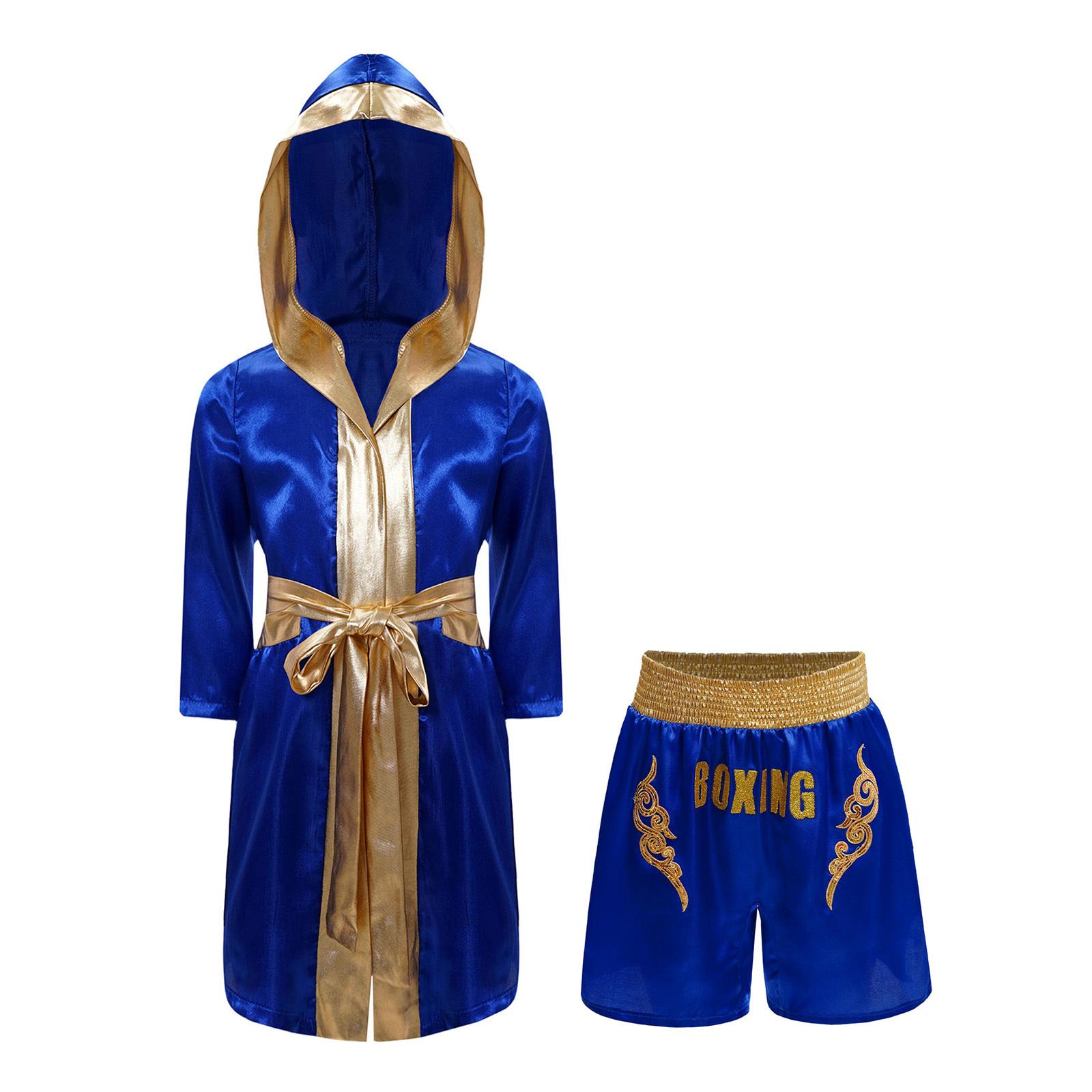 Kids Boys Girls Boxing Costume Long Sleeve Open Front Metallic Trim Satin Hooded Cloak Robe with Belt and Sequin Applique Shiny Letter Printed Boxer 5-6 Years
Kids Boys Girls Boxing Costume Long Sleeve Open Front Metallic Trim Satin Hooded Cloak Robe with Belt and Sequin Applique Shiny Letter Printed Boxer 5-6 Years