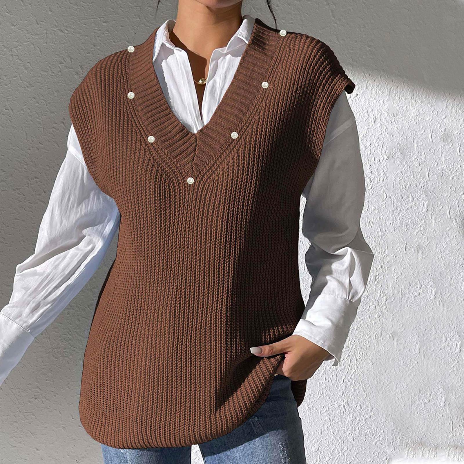 Жіночий весняно-осінній новий жилет з V-подібним вирізом, плетений светр з перлинним бісером, куртка-жилет One Size коричневий
Жіночий весняно-осінній новий жилет з V-подібним вирізом, плетений светр з перлинним бісером, куртка-жилет One Size коричневий