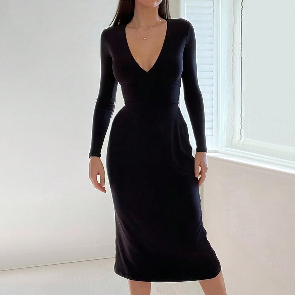 Женское платье с V-образным вырезом, однотонное, на кулиске - Осенне-зимнее, средней длины S чёрный
Женское платье с V-образным вырезом, однотонное, на кулиске - Осенне-зимнее, средней длины S чёрный