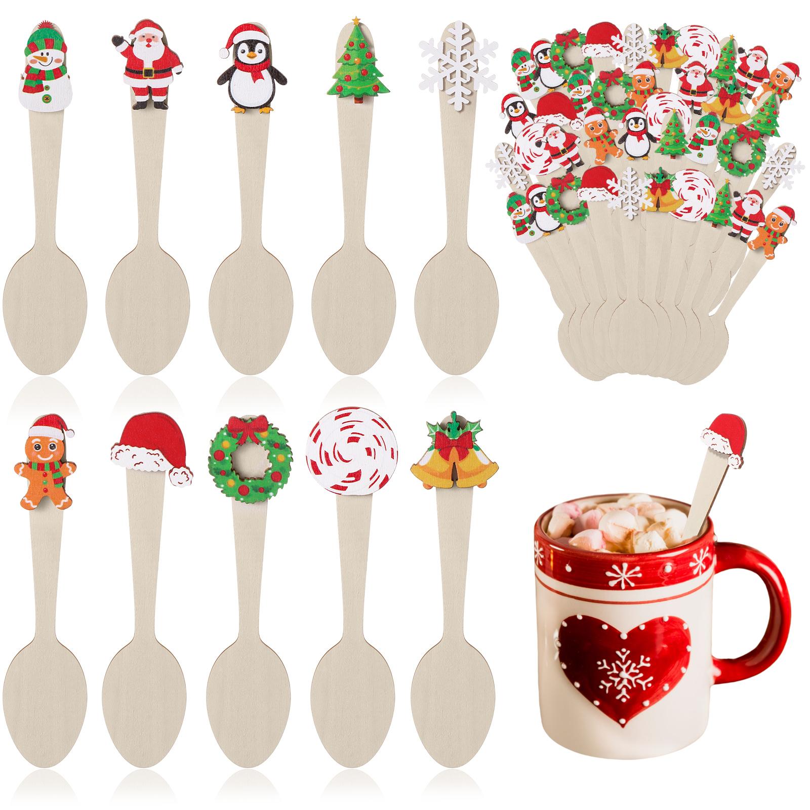50 Pcs Christmas Wooden Spoons Set Hot Cocoa Stirring Spoons Snowflake Gingerbread Man Snowman Candy Cane Spoon For Winter Tasti коричневий
50 Pcs Christmas Wooden Spoons Set Hot Cocoa Stirring Spoons Snowflake Gingerbread Man Snowman Candy Cane Spoon For Winter Tasti коричневий