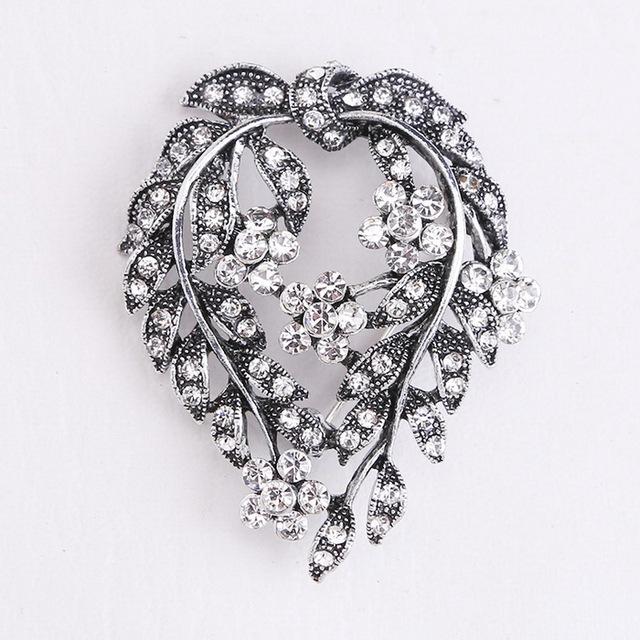 Модные аксессуары, элегантная брошь из цветочного сплава со стразами, аксессуары для праздничного платья, брошь со стразами высокого качества