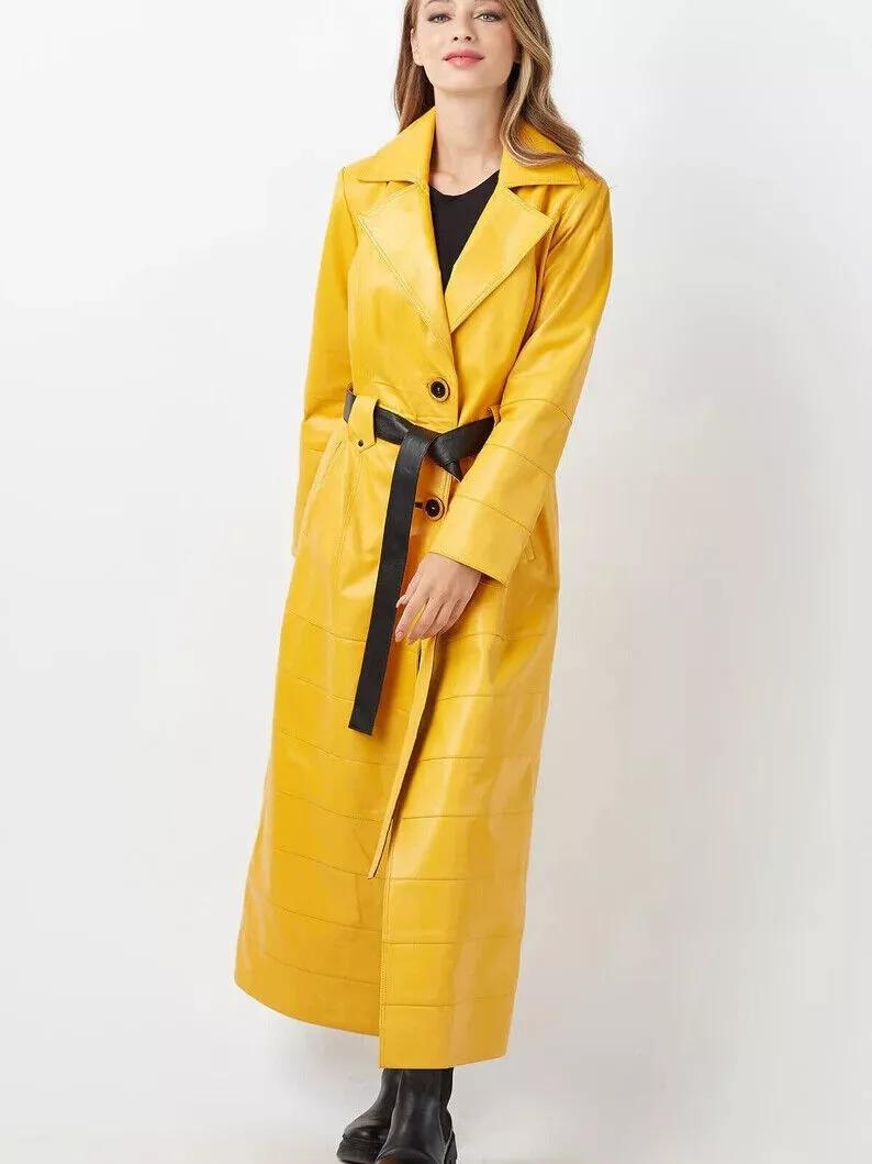 New HOT Women Yellow Trench Coat Leather Genuine Lambskin Handmade Long Party Stylish 3XL жовтий
New HOT Women Yellow Trench Coat Leather Genuine Lambskin Handmade Long Party Stylish 3XL жовтий
