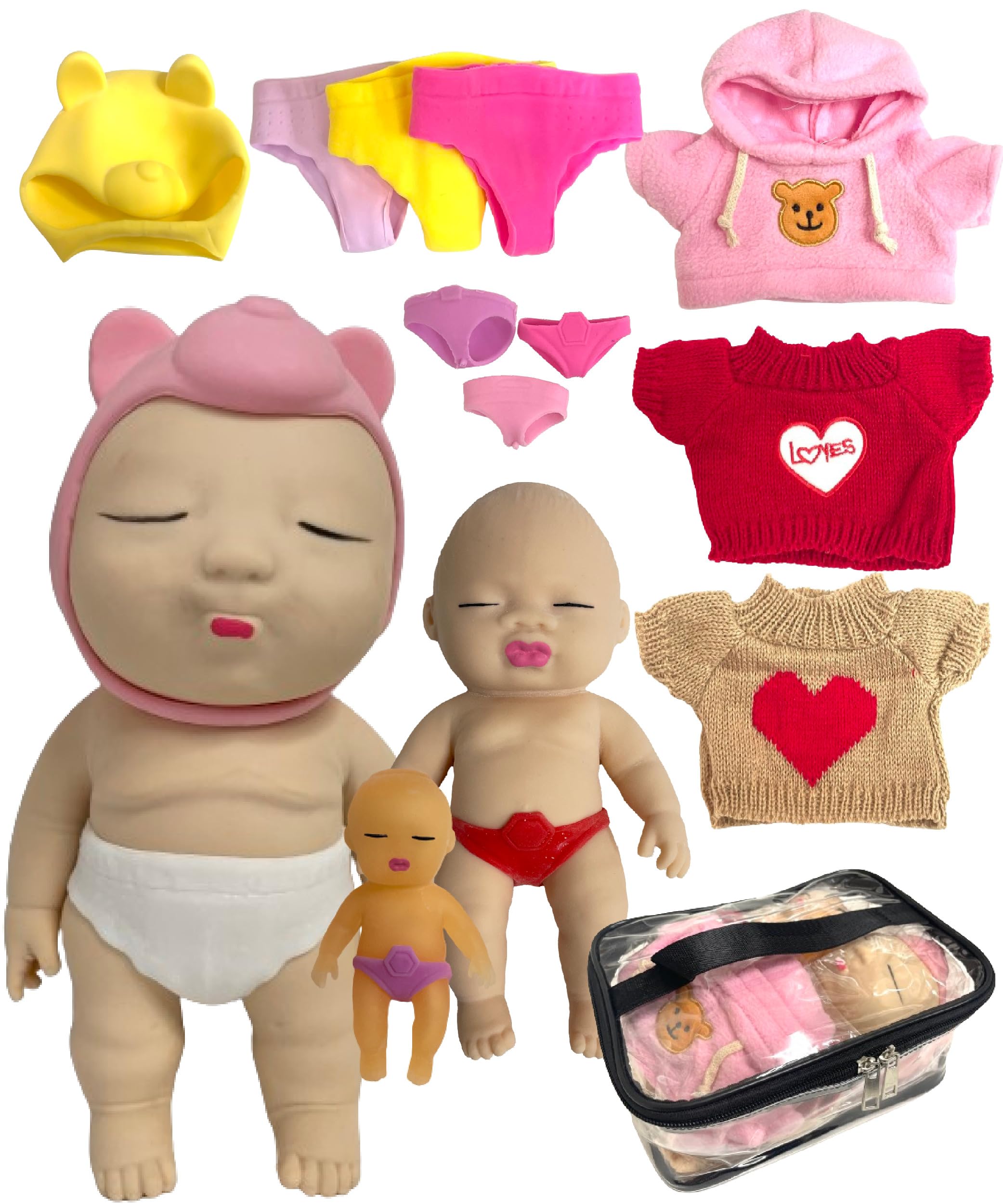 Ugly Babies Baby растягивающийся комплект детской игрушечной одежды среднего и маленького размера набор из 3 фигурок для переодевания (Большой, + Наряд B)
Ugly Babies Baby растягивающийся комплект детской игрушечной одежды среднего и маленького размера набор из 3 фигурок для переодевания (Большой, + Наряд B)