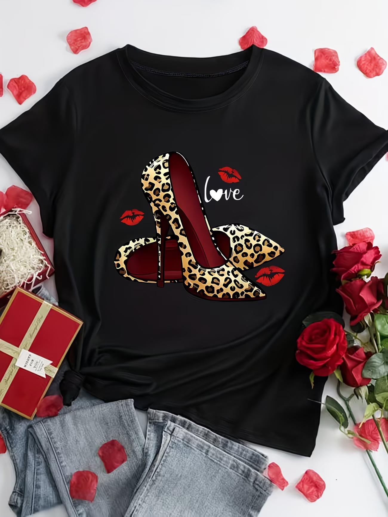 Summer Womens Fashion TShirt with Leopard Print High Heels Love Text and Lip Fashion Tee Printed Top Casual Wearers S
Summer Womens Fashion TShirt with Leopard Print High Heels Love Text and Lip Fashion Tee Printed Top Casual Wearers S