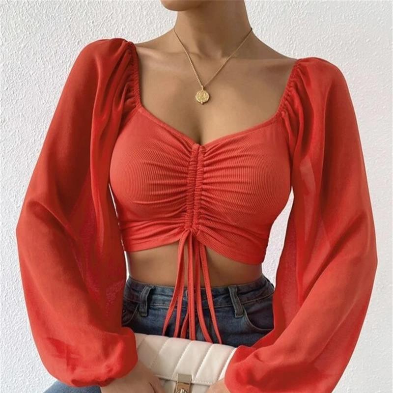 Женская летняя новая шифоновая блузка с V-образным вырезом, кулиской, рукавами-фонариками, облегающая, модная, сексуальная L красный
Женская летняя новая шифоновая блузка с V-образным вырезом, кулиской, рукавами-фонариками, облегающая, модная, сексуальная L красный