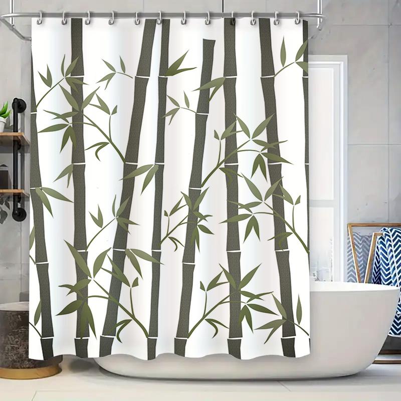 Bamboo Pattern Shower Curtain Waterproof Bathroom Decor Green Leaves Black Rods White Fabric Print Home Accessories Decoration W60H190(CM)-1 Pcs
Bamboo Pattern Shower Curtain Waterproof Bathroom Decor Green Leaves Black Rods White Fabric Print Home Accessories Decoration W60H190(CM)-1 Pcs