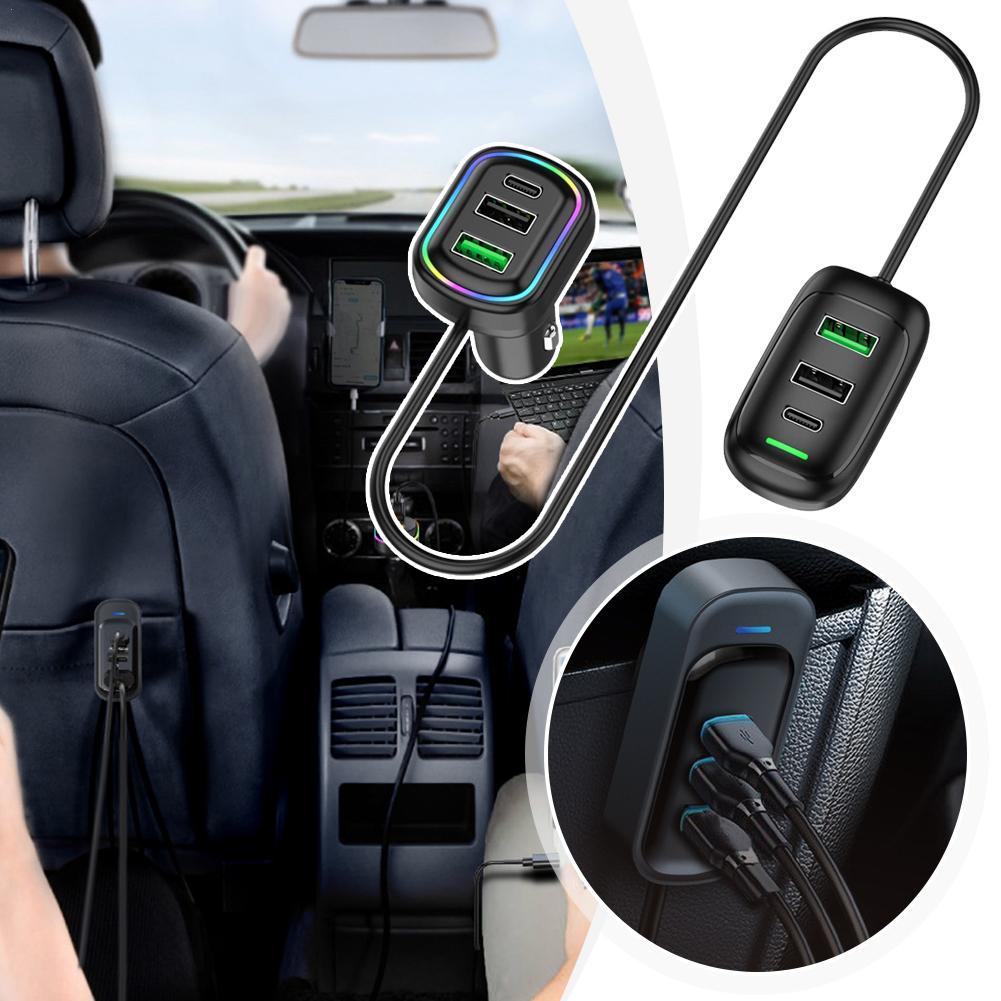 6-Ports Front And Rear Extension Car Charger With RGB Light PD Fast Charging Power Adapter For Phone Laptop A
6-Ports Front And Rear Extension Car Charger With RGB Light PD Fast Charging Power Adapter For Phone Laptop A