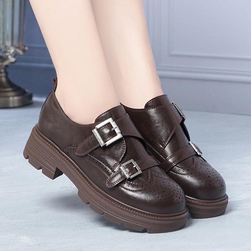 Women s Soft-soled Commuter Loafers with Velcro Closures and Double Buckles, British Style Leather Shoes, Spring Thick-soled Women s Shoes 41 коричневий
Women s Soft-soled Commuter Loafers with Velcro Closures and Double Buckles, British Style Leather Shoes, Spring Thick-soled Women s Shoes 41 коричневий