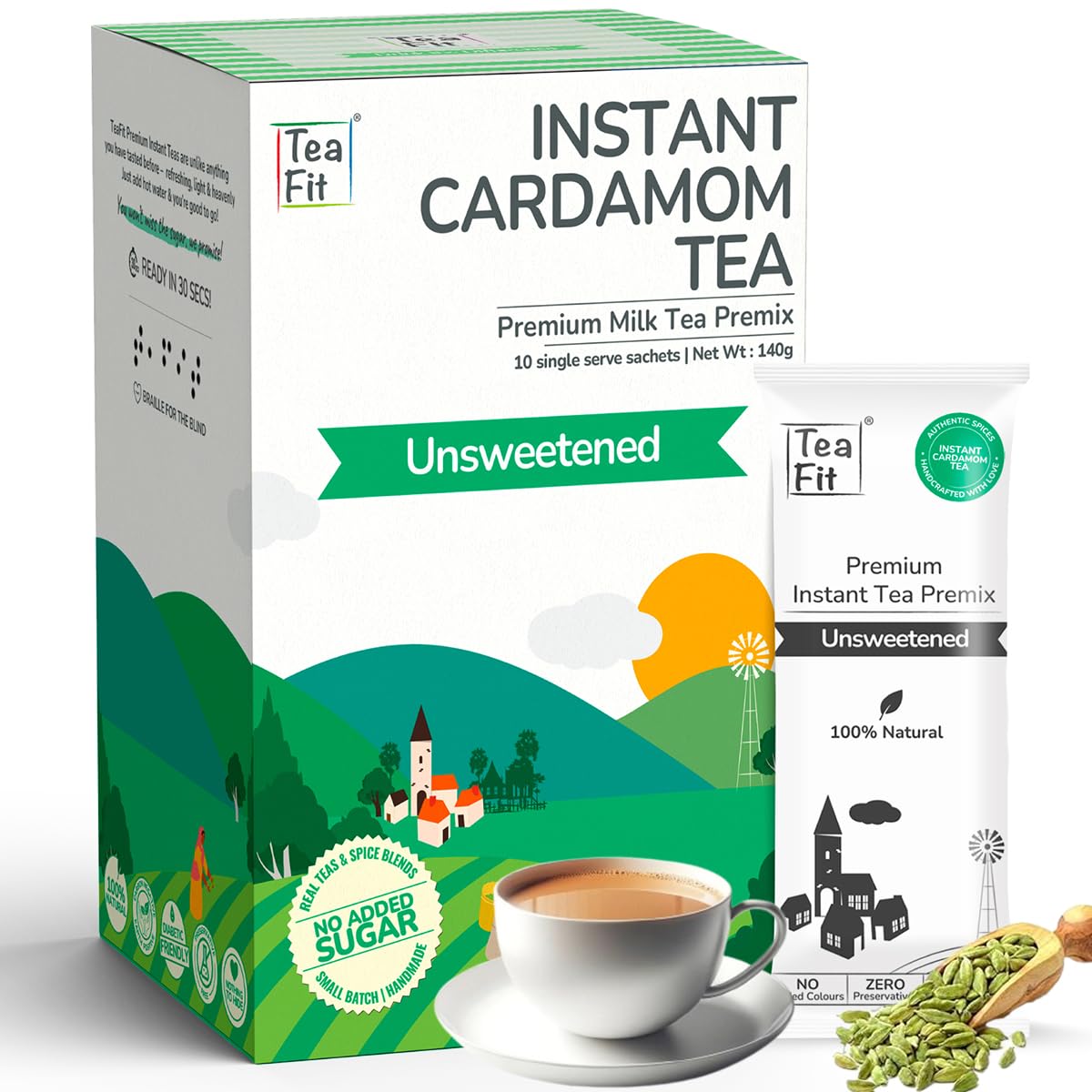 TeaFit Premium БЕЗ САХАРА Растворимая смесь для приготовления чая с кардамоном | Упаковка из 10 пакетиков (140 г) | Настоящее молоко и кардамон | Домашний чай Элаичи | Молочный чай
TeaFit Premium БЕЗ САХАРА Растворимая смесь для приготовления чая с кардамоном | Упаковка из 10 пакетиков (140 г) | Настоящее молоко и кардамон | Домашний чай Элаичи | Молочный чай