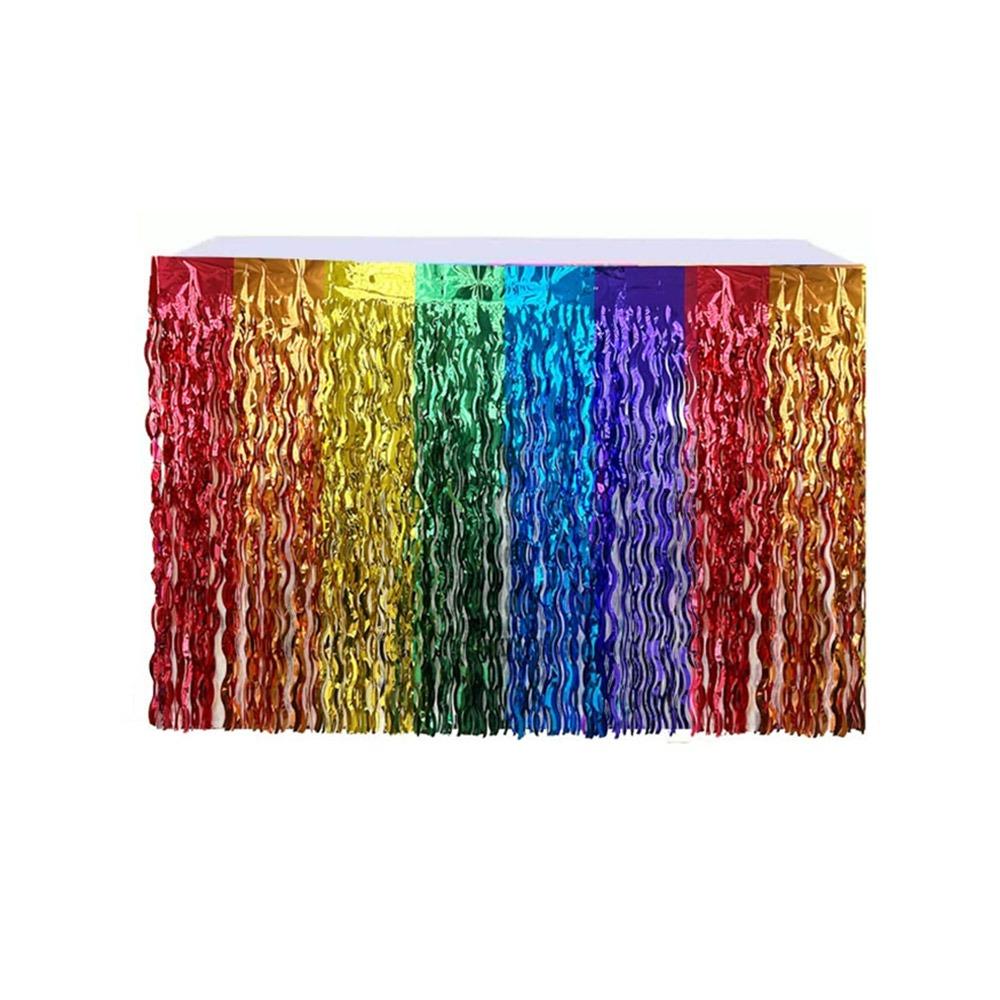 Colorful Rainbow Wavy Table Skirt 75*275cm Table Dress Graduation Ceremony Table Dress Metallic Foil Tinsel Table Cloth
Colorful Rainbow Wavy Table Skirt 75*275cm Table Dress Graduation Ceremony Table Dress Metallic Foil Tinsel Table Cloth