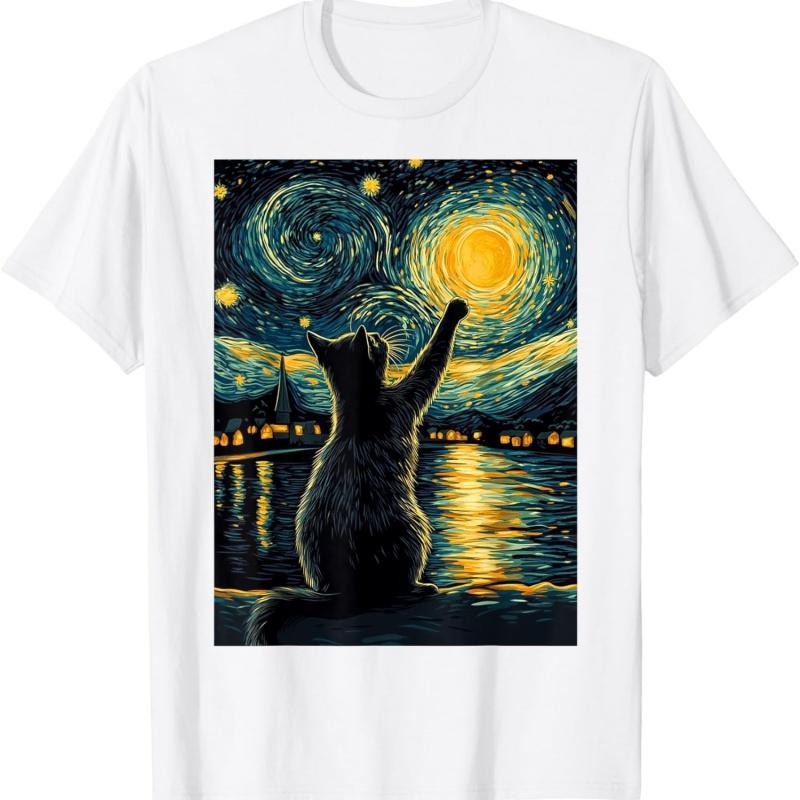 Summer T-shirts Fashion Short Sleeve Art Printed Black Cats Tees Harajuku Comfortable Holiday Chic Tops Tunics S
Summer T-shirts Fashion Short Sleeve Art Printed Black Cats Tees Harajuku Comfortable Holiday Chic Tops Tunics S