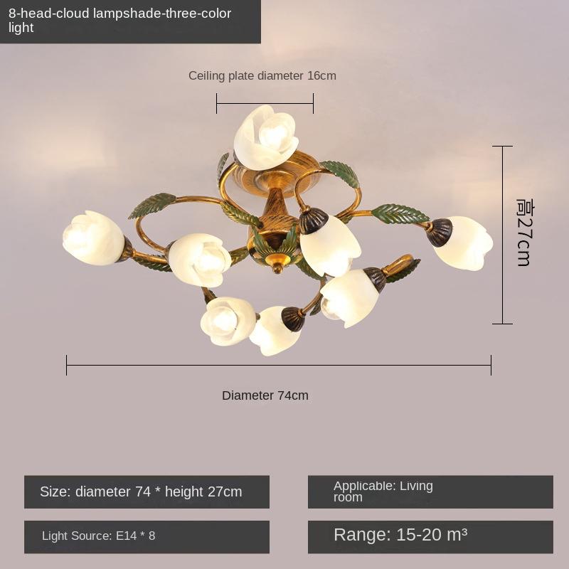 Потолочный светильник в стиле ретро, деревенский светильник для гостиной, современный и простой креативный светильник с цветами и растениями для спальни, столовой 8 headlights
